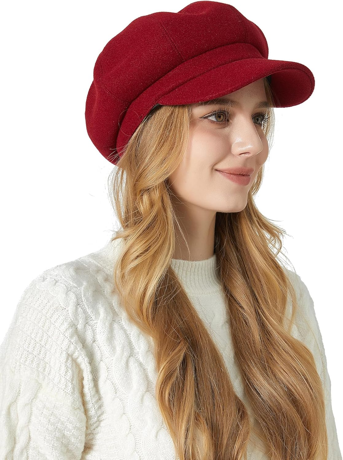 KEOYA Women Newsboy Cap Cabbie Hat Vintage Visor Beret Hat Wool Fashion 8 Panels Paperboy Cap - Grey image number 2