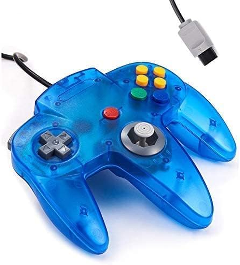 Retro N64 Wired Gaming Remote Joystick Replacement Controller for N64 System Video Games Console (&zwnj;Transparent Blue)
