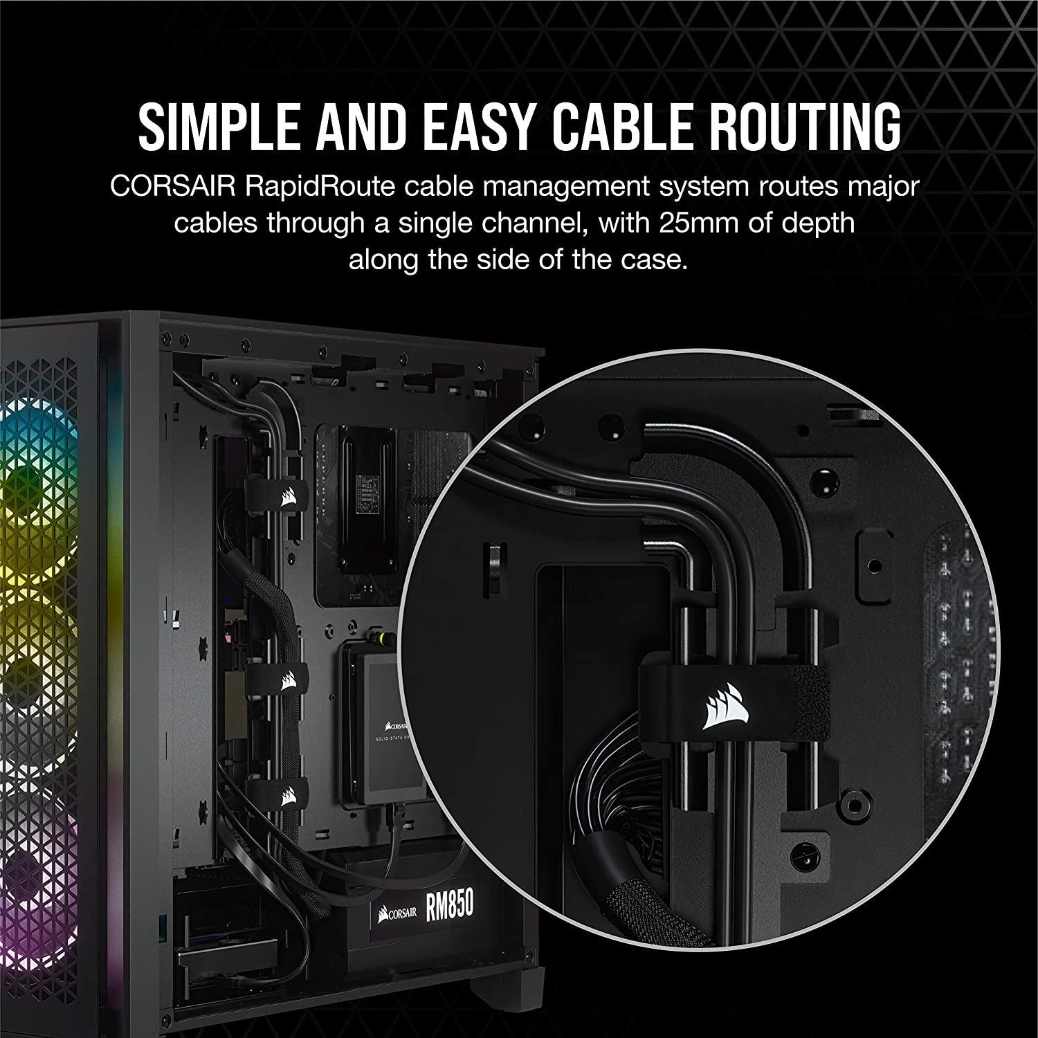Corsair 4000D Airflow Tempered Glass Mid-Tower ATX Case (High-Airflow Front Panel, Tempered Glass Side Panel, Rapidroute Cable Management System, Spacious Interior, Two Included 120 Mm Fans) Black image number 6