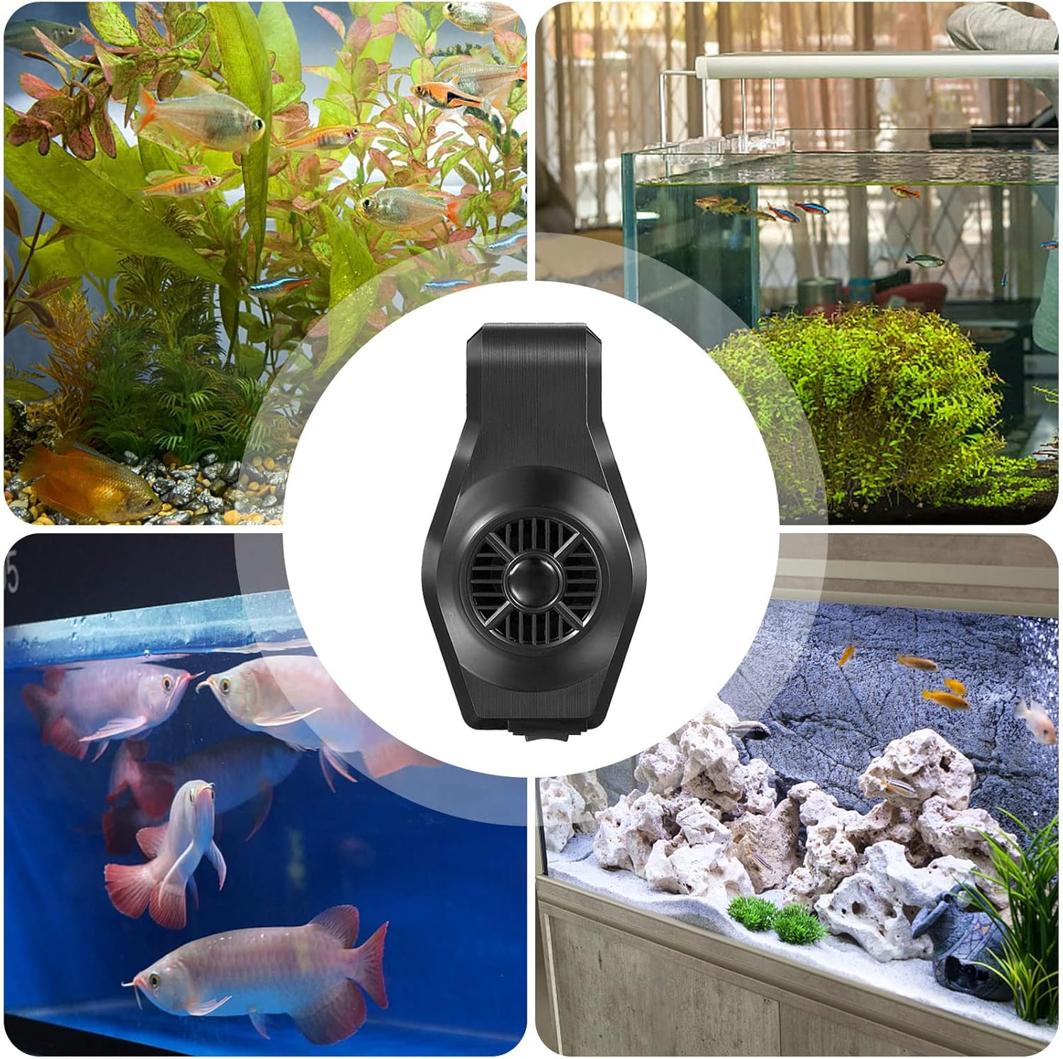 Aquarium Chiller Fan, 2-Level Speed Adjustable Fish Tank Cooling Fan Fish Tank Fan Aquarium Cooling Fan Quiet Aquarium Fan Wind Angle Adjustable Chiller with USB Cable