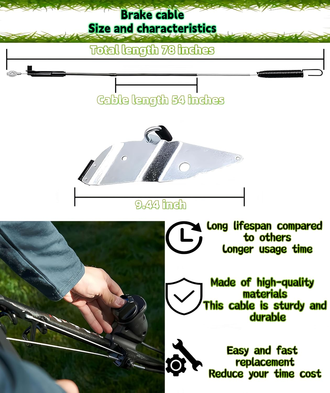 Fascinatte 133-8158 Blade Brake Cable Kit for Toro 30'' Timemaster 20199 20200 20975 20977 Replace 120-6243 image number 5