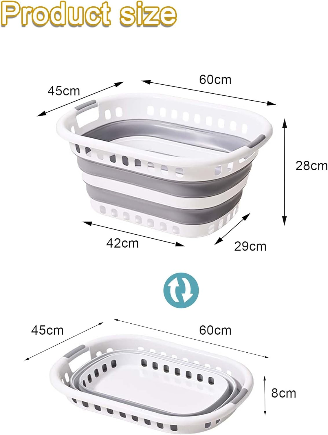 Laundry Basket 40L - White and Blue Space-Saving, Collapsible Storage Laundry Hamper - Foldable Pop up Laundry Basket for Home, Flats, and Apartment Use image number 3