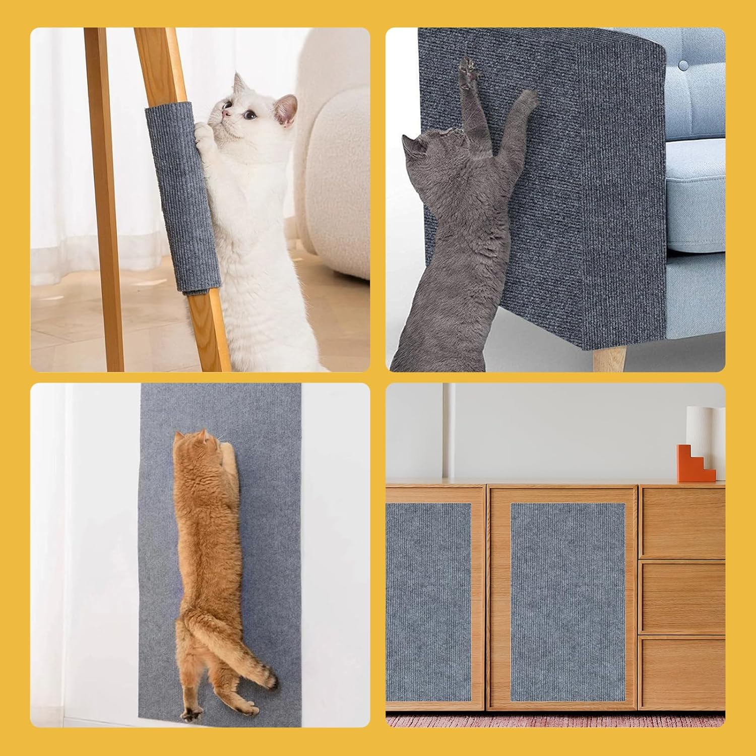 200 X 40 Cm Cat Scratch Furniture Protection, Self-Adhesive Cat Scratch Pad Couch Cat Scratch Protection for Cats DIY Climbing Cat Claws for Indoor Cats Scratching Grey image number 5