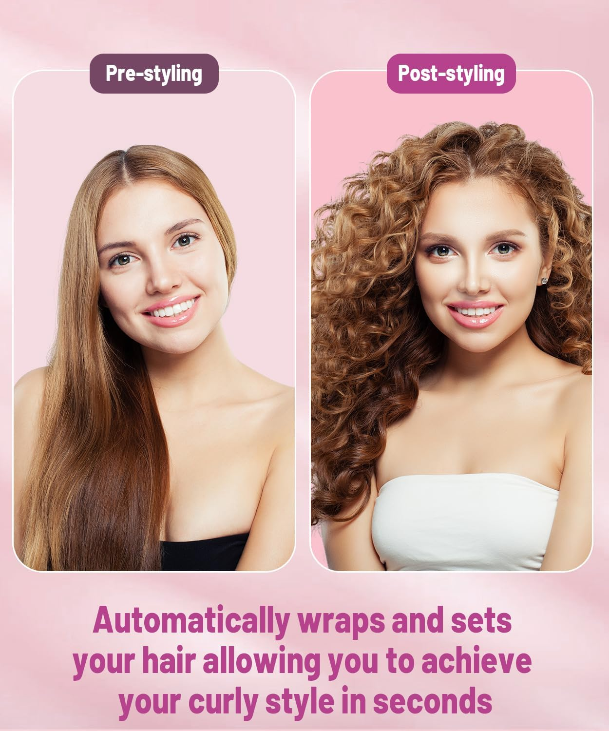 PUREGUST 0.78In-1.4In Conical Long Barrels Attachment for Dyson Airwrap HS01 HS05 Accessories, 20MM-36MM Auto-Wrap Curling Iron Curlers for Professional Barrels Curl and Wave Curl Hair, Rose