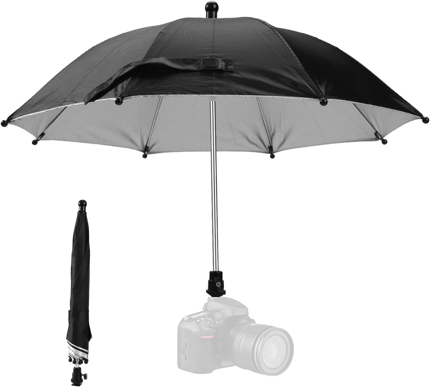 Camera Hot Shoe Umbrella, Waterproof Camera Umbrella DSLR Camera Sunshade Rain Cover Protector for Canon Rebel T8I, T7, T7I, T6I, T6, SL3, SL2, EOS 90D, 80D, 2000D, 5DM4, Z9 image number 2
