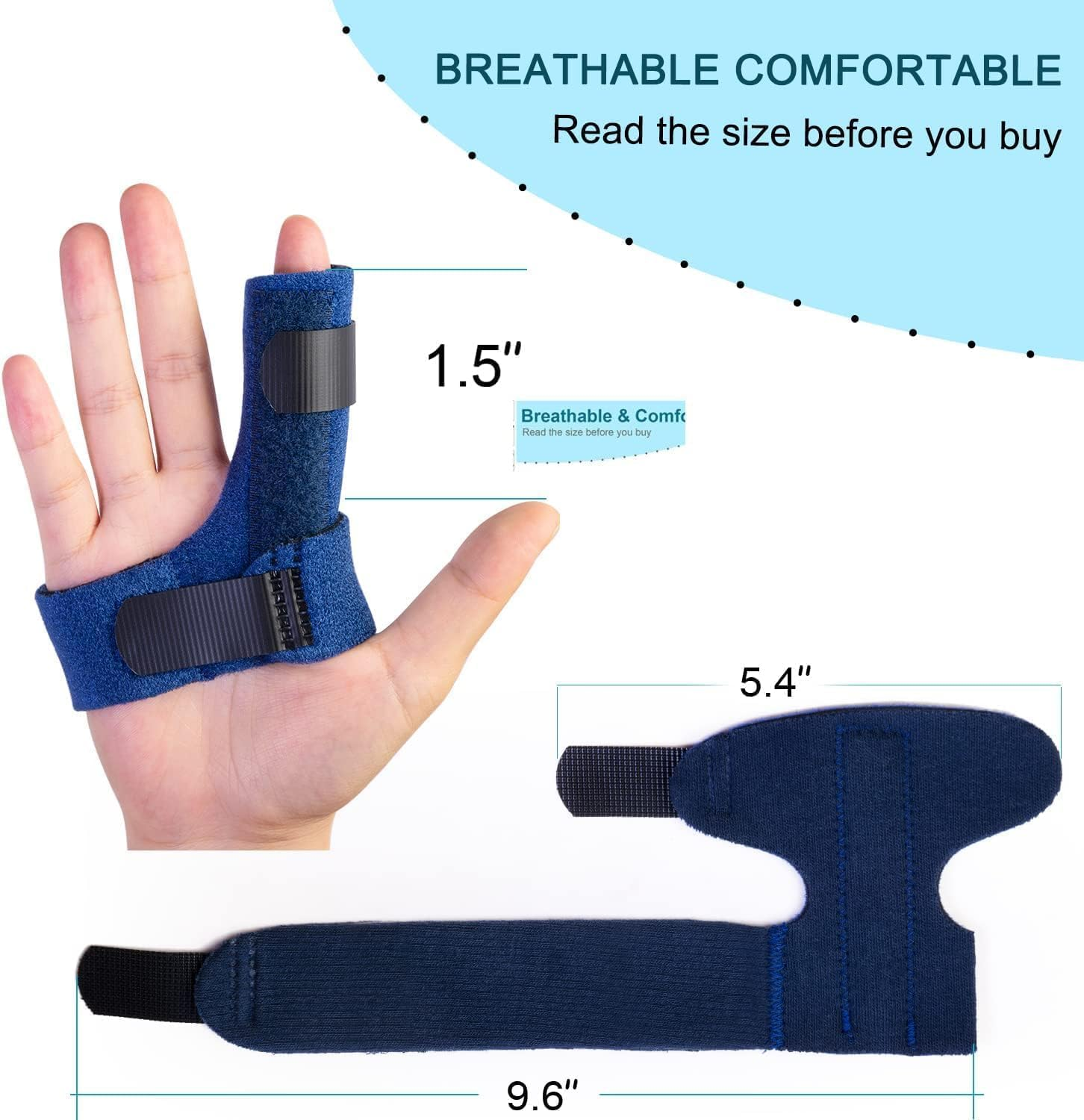 Trigger Finger Splints/Brace for Knuckle Immobilization, Finger Support Brace Finger Stabilizer for Broken Fingers Straightening Arthritis, Fits Index,Middle Ring - Blue image number 2