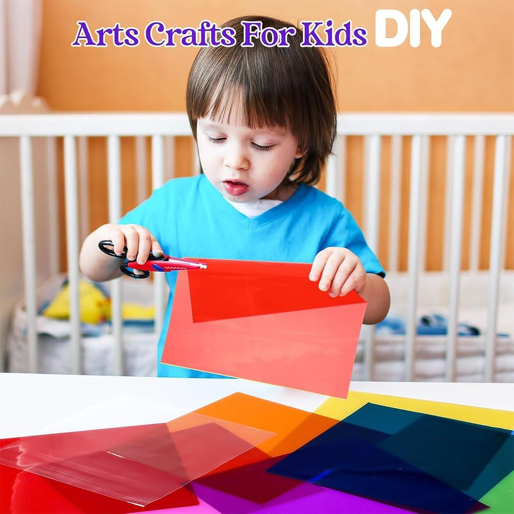 Aufondof 160 Pcs Cellophane Sheets 7.5X7.5 in Colored Cellophane Wrap Transparent Glass Wrap Paper for Candy Cookies Packing DIY Crafts Decorations