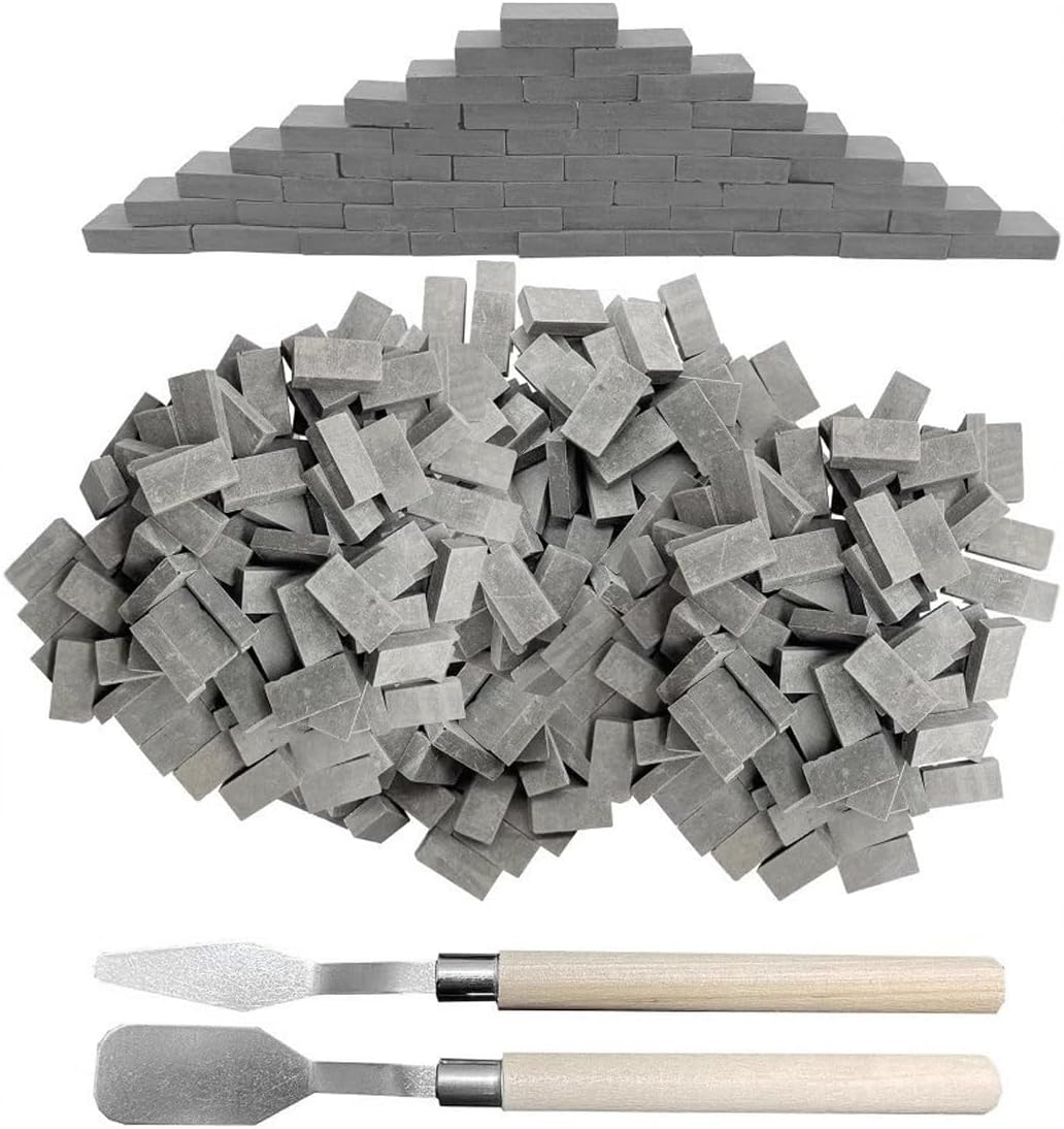 500 Pieces 1:16 Scale Mini Building Blocks DIY Micro Architecture Grey Stones 16X08X045Mm for Crafts and Models image number 4