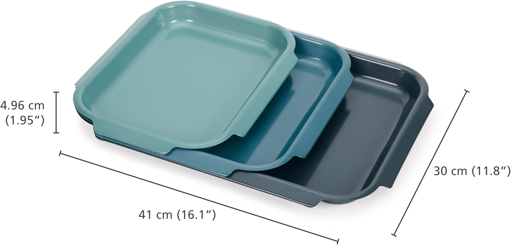 Joseph Joseph Nest&trade; Bake 3-Piece Non-Stick Baking Tray Set, Carbon Steel, Easy-Pull Handles, Stackable, Space-Saving Design, 10-Year Guarantee image number 5