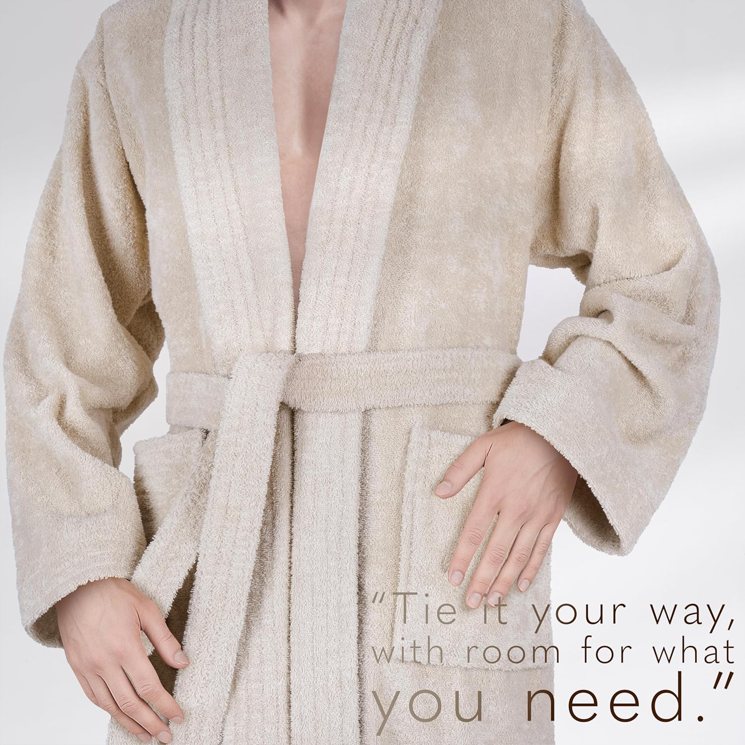 American Soft Linen Men&rsquo;S 100% Cotton Terry Bathrobe &ndash; Soft, Absorbent, Quick Dry Turkish Robe for Men, Beige, Xx-Large image number 3