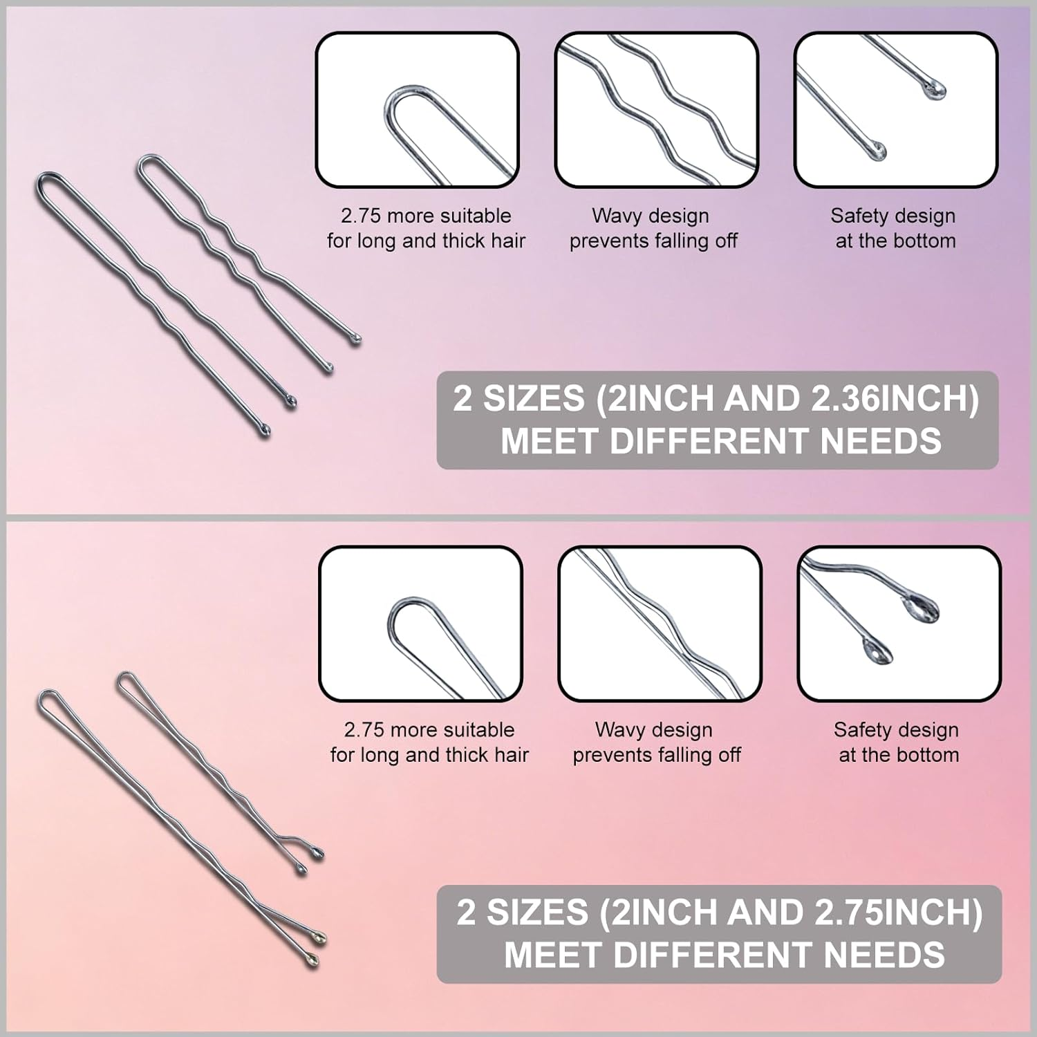 Pack of 200 Hair Pins Bobby Pins Silver Hair Clips Hair Pins for Women Lady Girls Hair Accessories Bun Pins for Hair Accessories with 100 Pieces Invisible Clear Hair Bands (Silver) image number 2