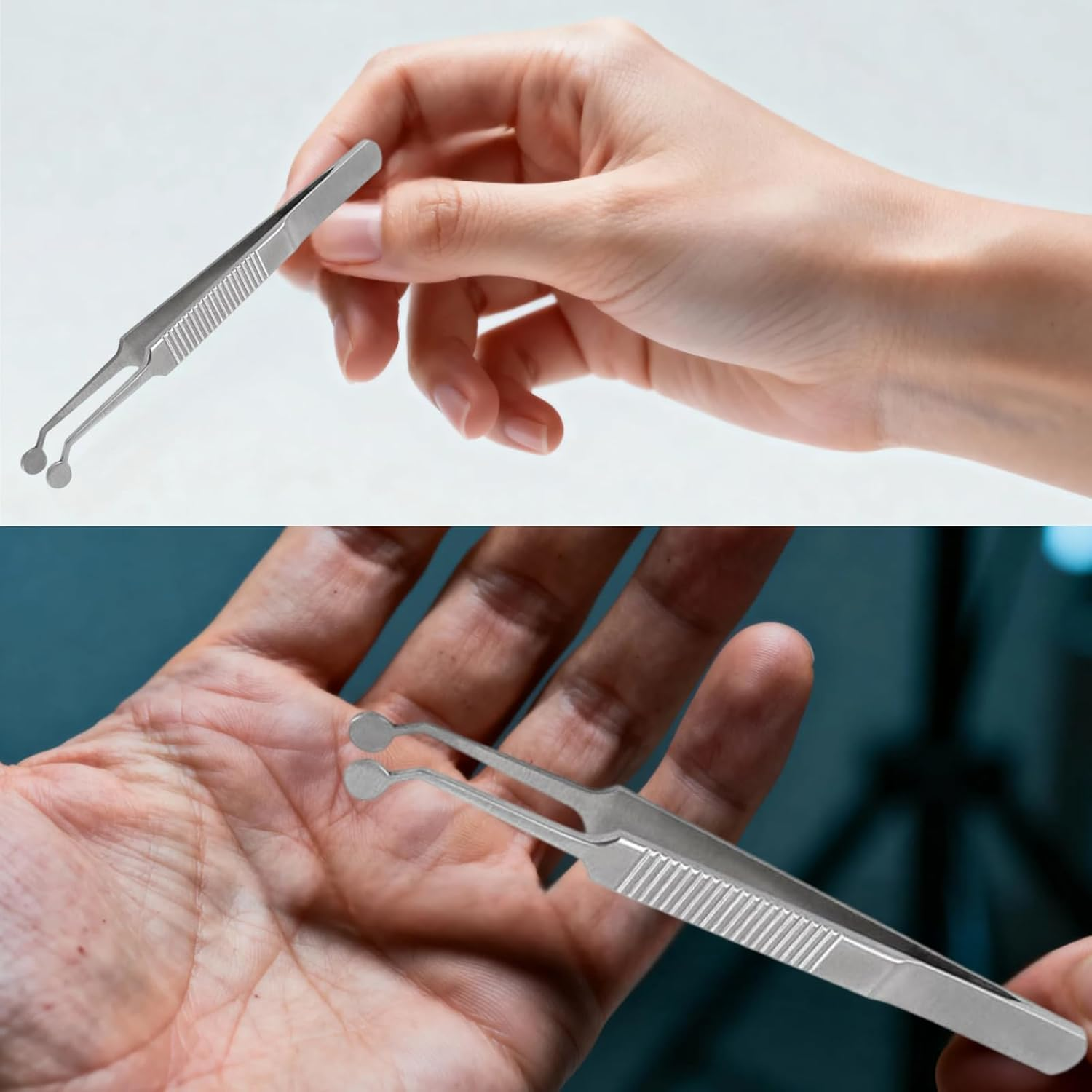 Abeillo Meibomian Gland Expressor Stainless Steel Massage Tweezers,Eyelid Gland Blockage Unblocking Tools, Stainless Steel Eyelid Massage Tweezers-Round Tip for Dry Eyes image number 1