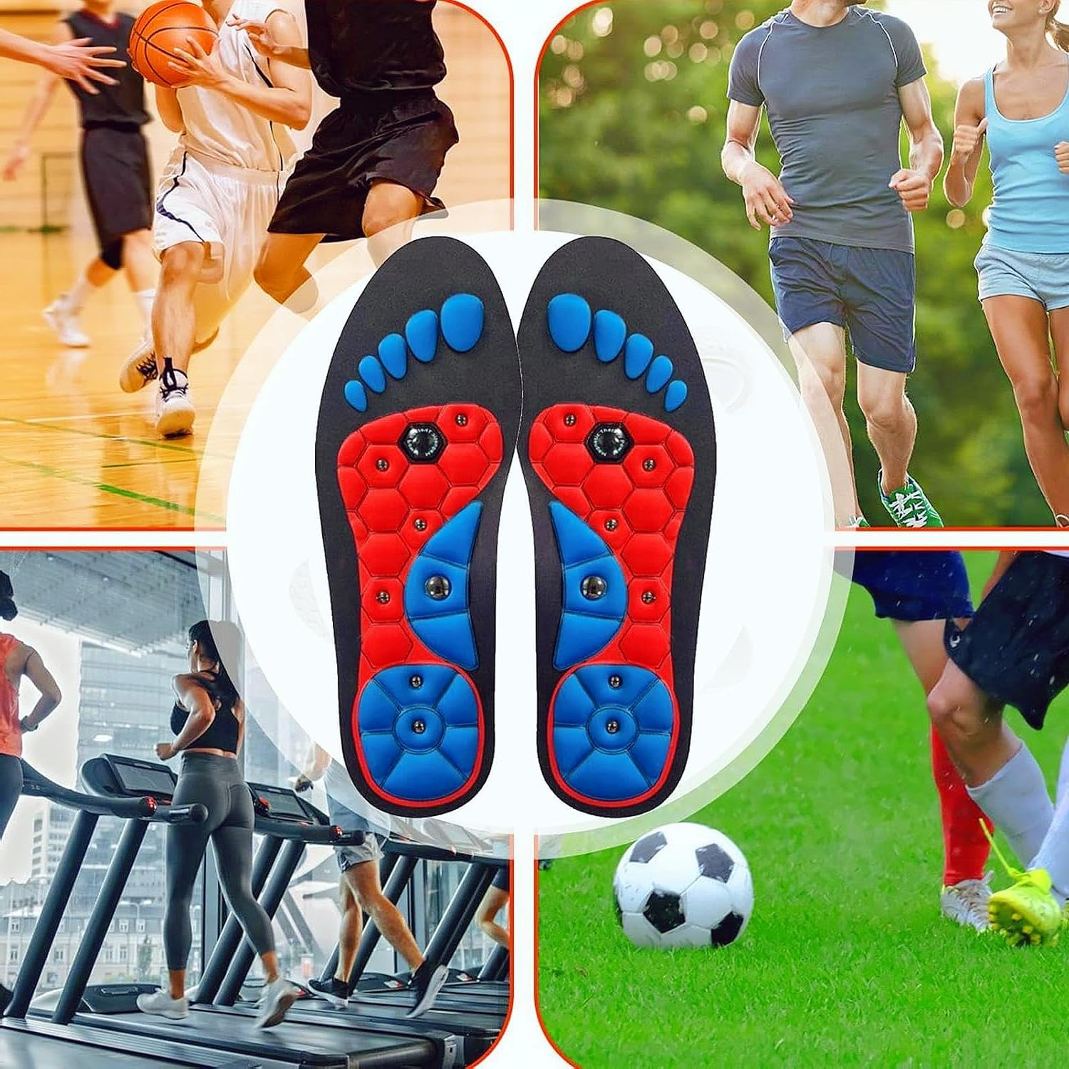 Acupressure Insoles for Weight Loss Comfortable EVA Magnetic Insoles for Men Women Sport Orthopedic Breathable Foot Massage Insoles for Pressure Relief (L(12-15)) image number 5