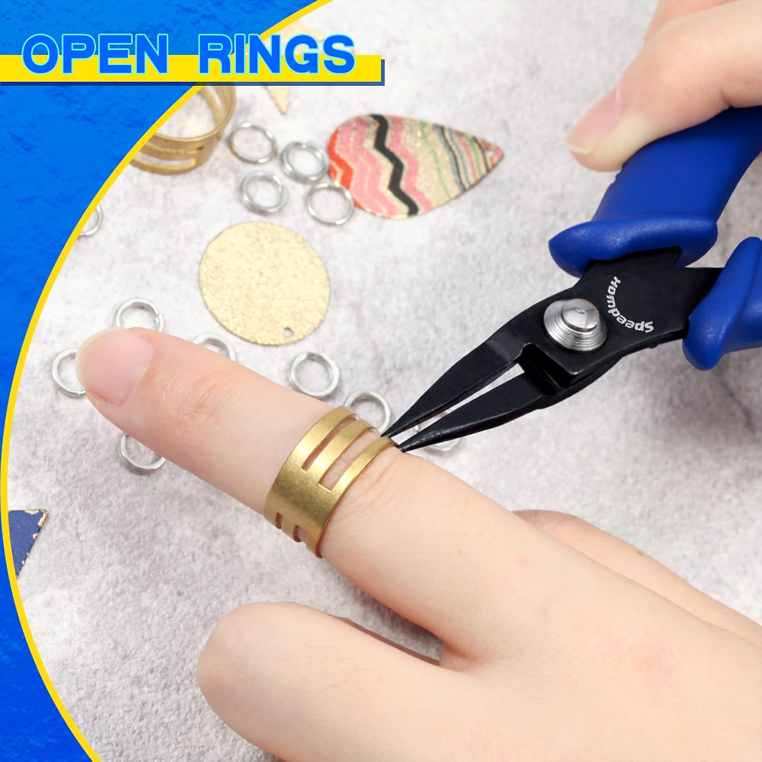 SPEEDWOX Mini Flat Nose Pliers Micro Chain Nose Pliers Needle Nose Pocket Plier Small Smooth Jaw Precision Miniature Fine Pliers Jewelry Making Tool, High Carbon Steel, Blue, 5.5" Chain Nose image number 2