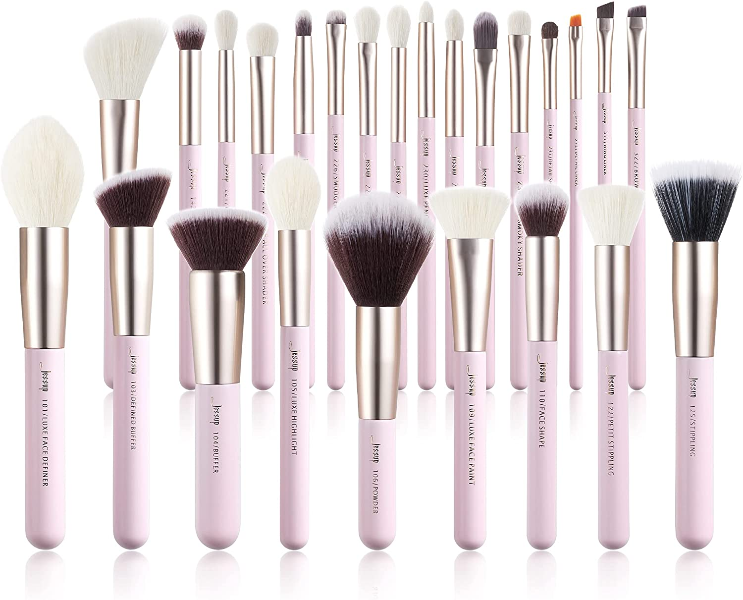 Jessup Makeup Brushes Set Professional, 25PCS Premium Natural Powder Foundation Eyeshadow Blending Concealer Blush Highlight Labeled Brushes, T280