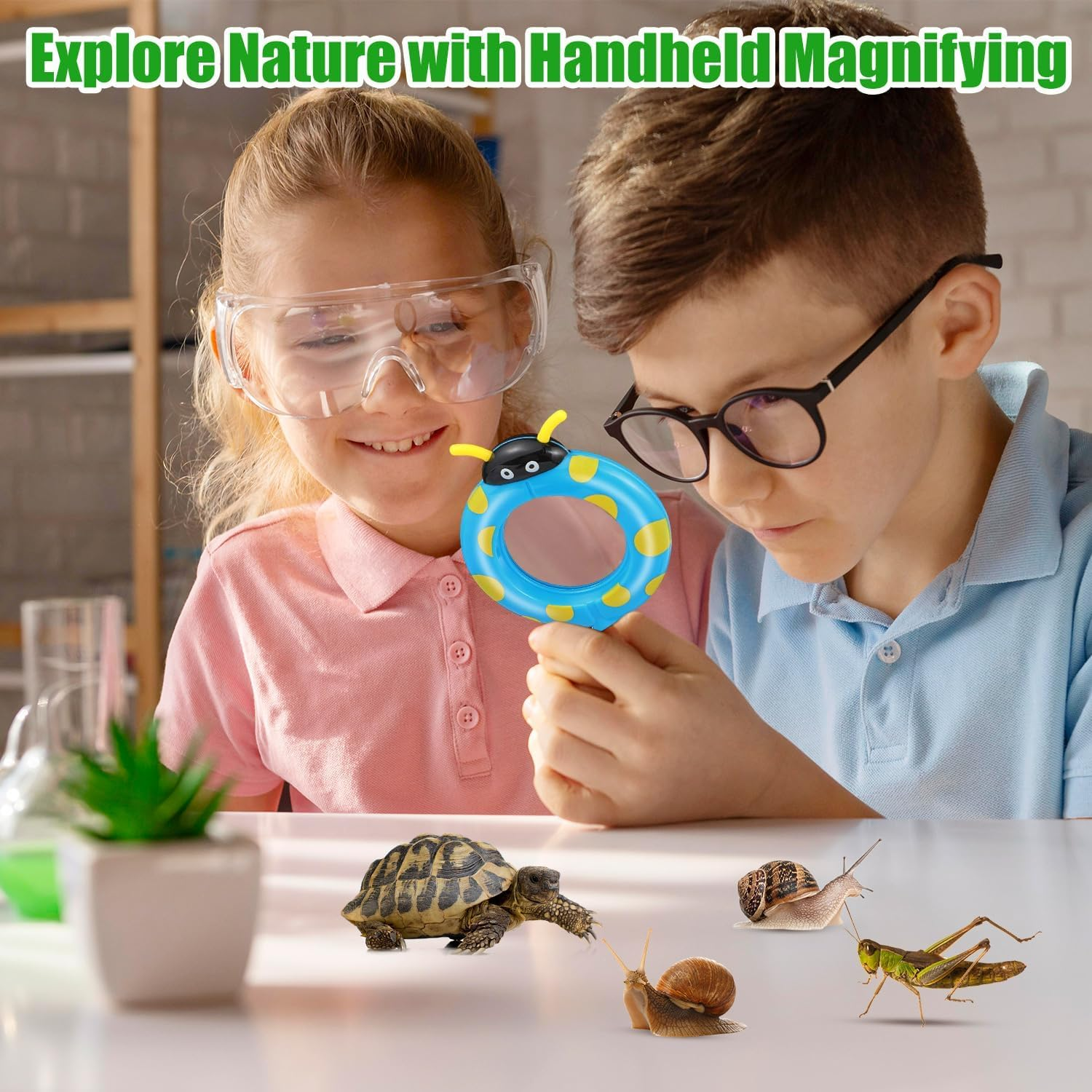 3Pcs Bug Magnifier for Kids, Handheld Butterfly Bee Ladybug Magnifying Glass, Kids Insect Magnifying Glass for Boys and Girls Gift Outdoor Activities image number 2