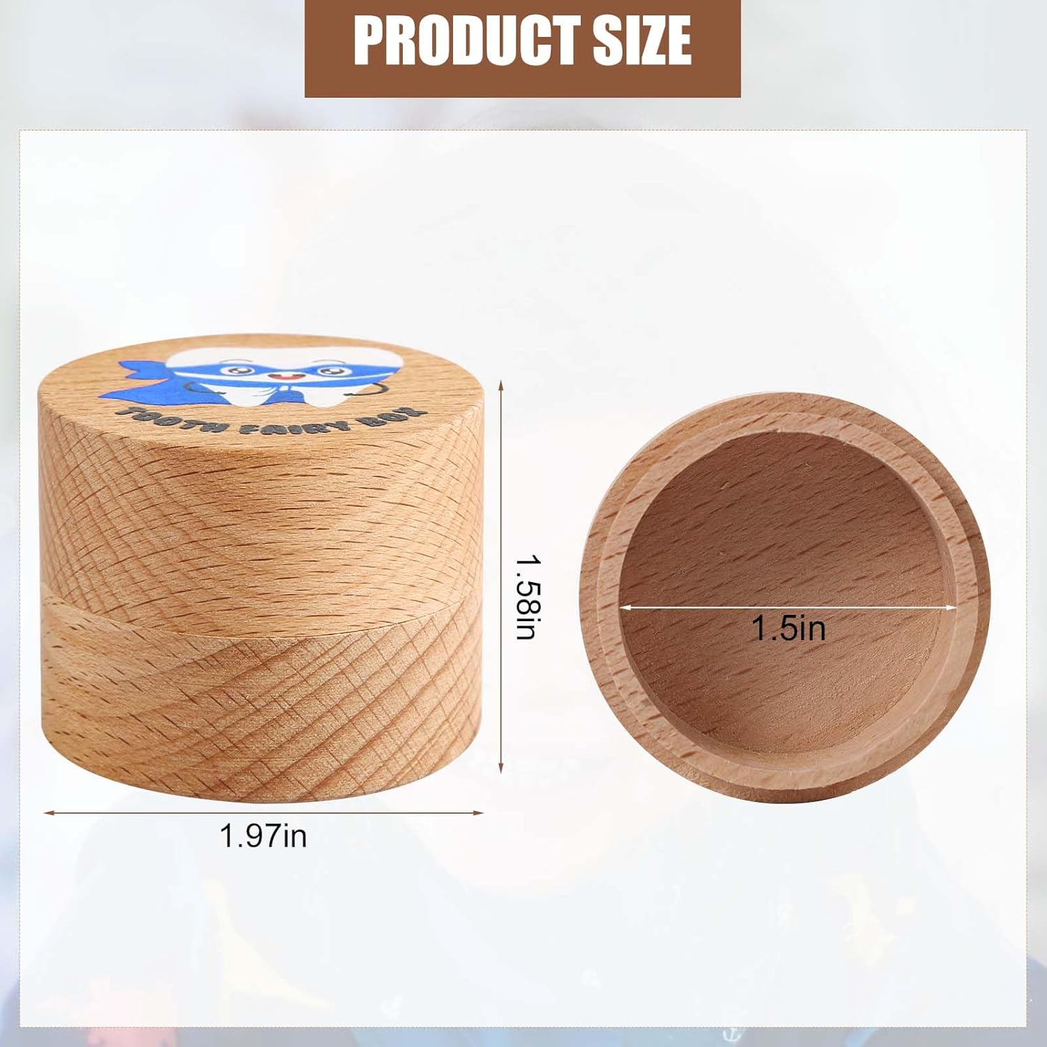 Tooth Fairy Box, Colored Tooth Box for Boys Cute Wooden Tooth Fairy Keepsake Lost Teeth Holder to Put under Pillow for Birthday Baby Shower - Pink image number 2