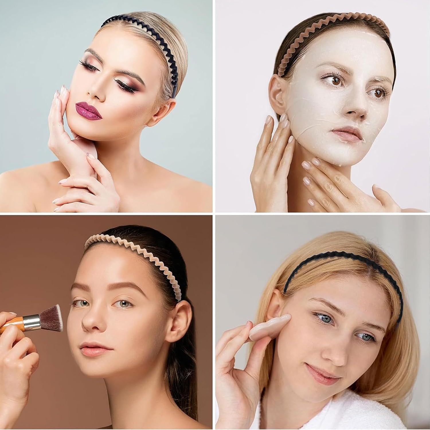 TELAIN Women'S Hairband with Teeth Comb, Black, Wavy Design, Fashion Hair Accessory for Women and Men image number 5