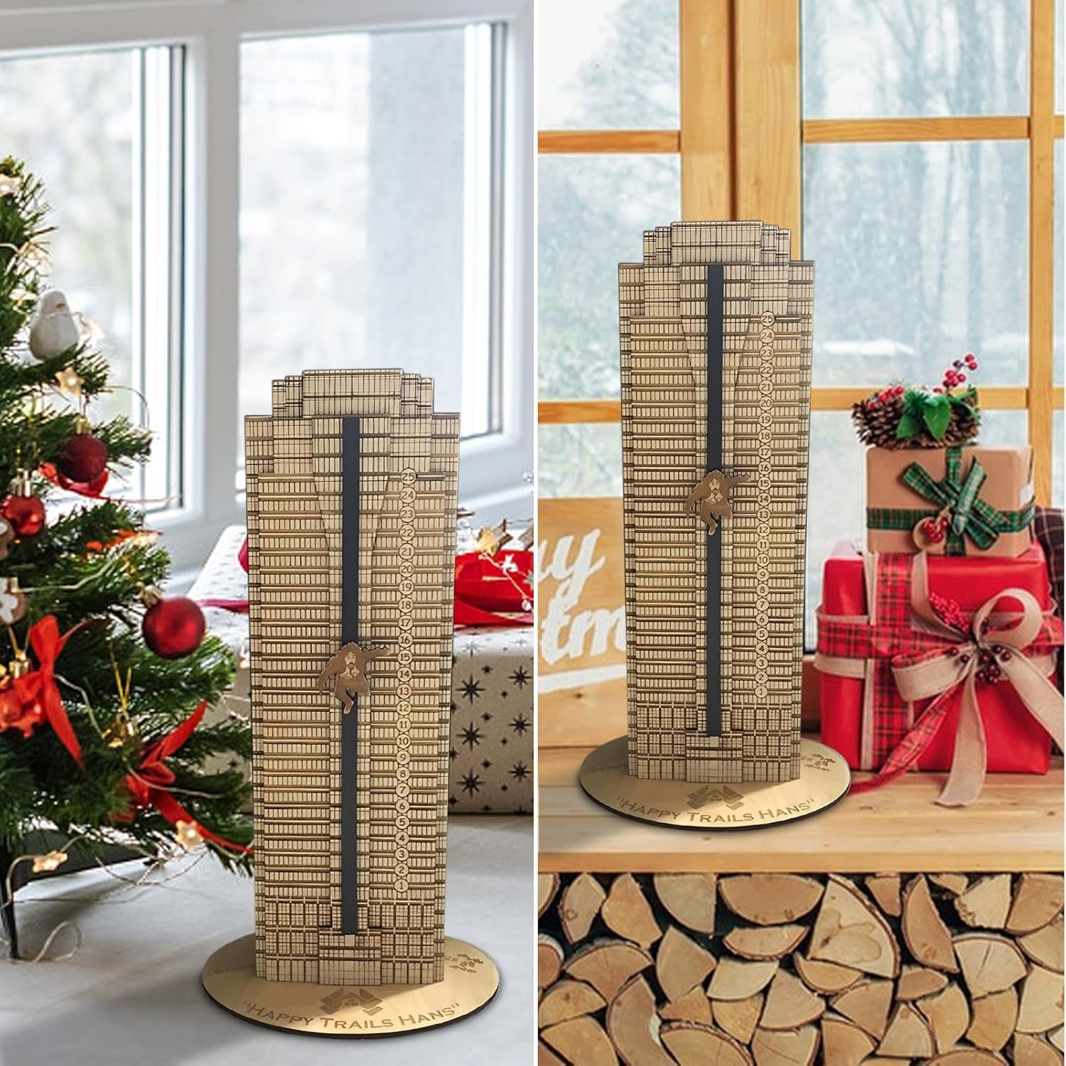 Wooden Die Hard Advent Calendar, 1/2PCS Hans Gruber Christmas Advent Calendar, Falling off Nakatomi Plaza Countdown Calendar, 2023 New Christmas Ornament, for Home Decor & Gifts image number 1