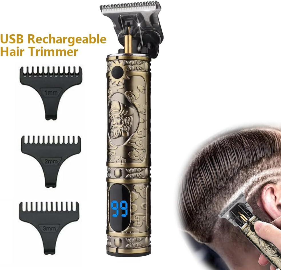 OZSTOCK All Metal USB Rechargeable Quiet Hair Trimmer with Guide Combs, Men Home Hair Grooming Kit image number 5