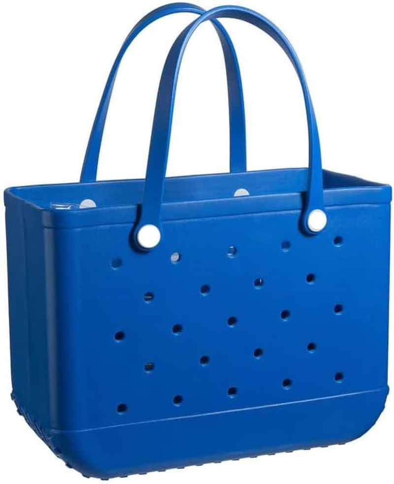 Large Waterproof Beach Tote Bag, Royal Blue, Perforated Design with Dual Handles