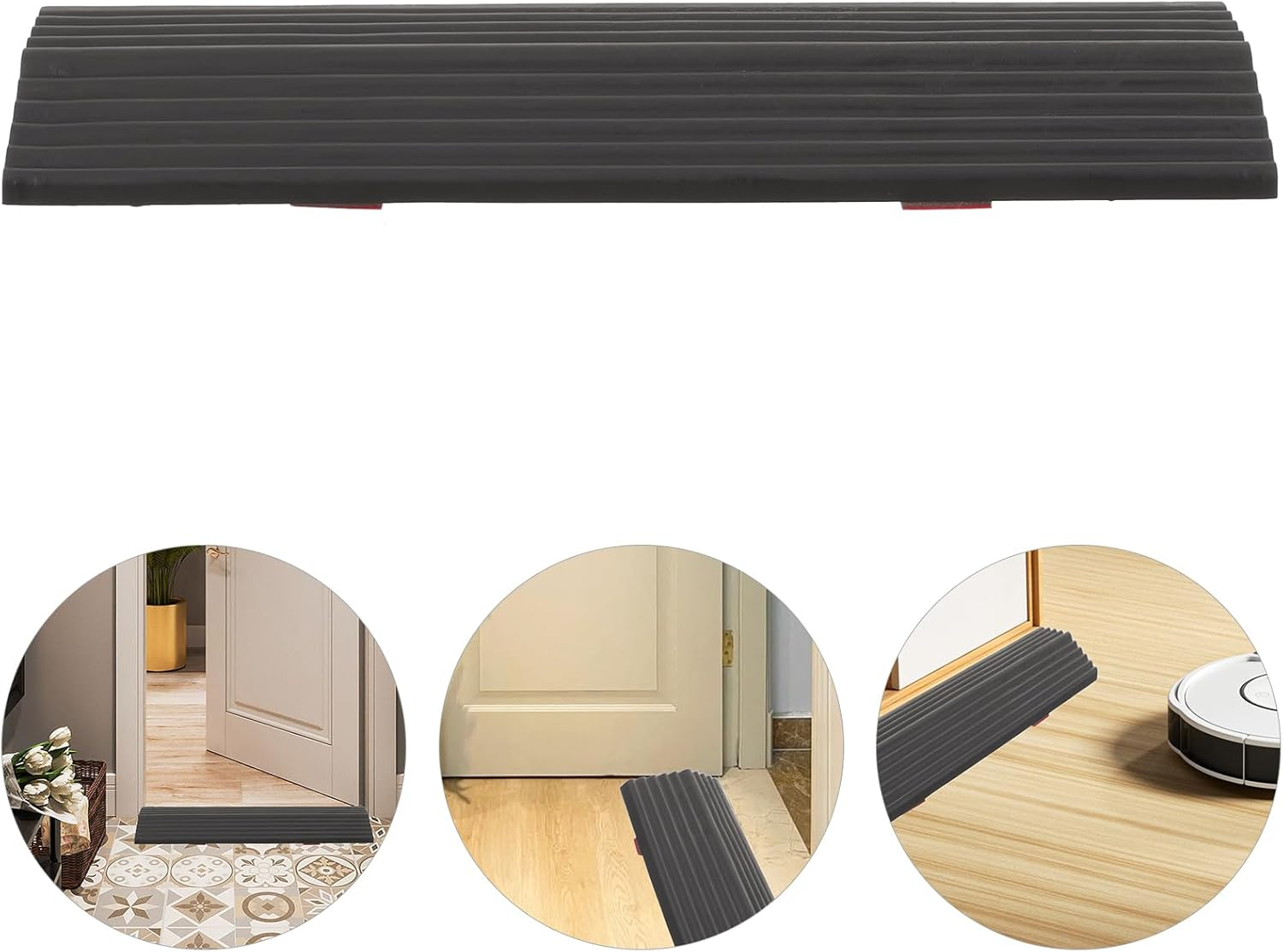 NOLITOY 5Pcs Rise Threshold Ramps for Doorways, Self-Adhesive Rubber Ramp, Door for Wheelchair, Robot Vacuum, Stroller, Non-Slip, Cuttable Rubber for Doorway, Bathroom, Kitchen image number 3