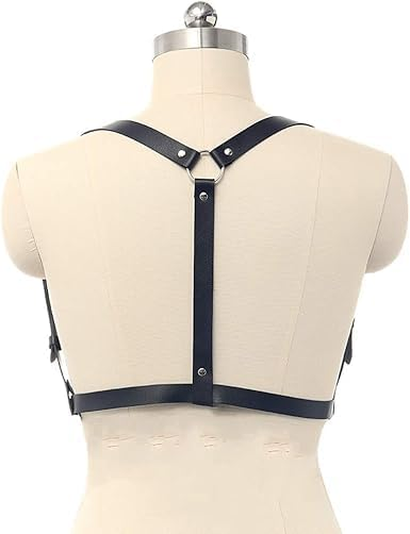 Punk Leather Black Harness Belts Women Fashion Body Harness for Women (Black, 1 Pack) image number 4