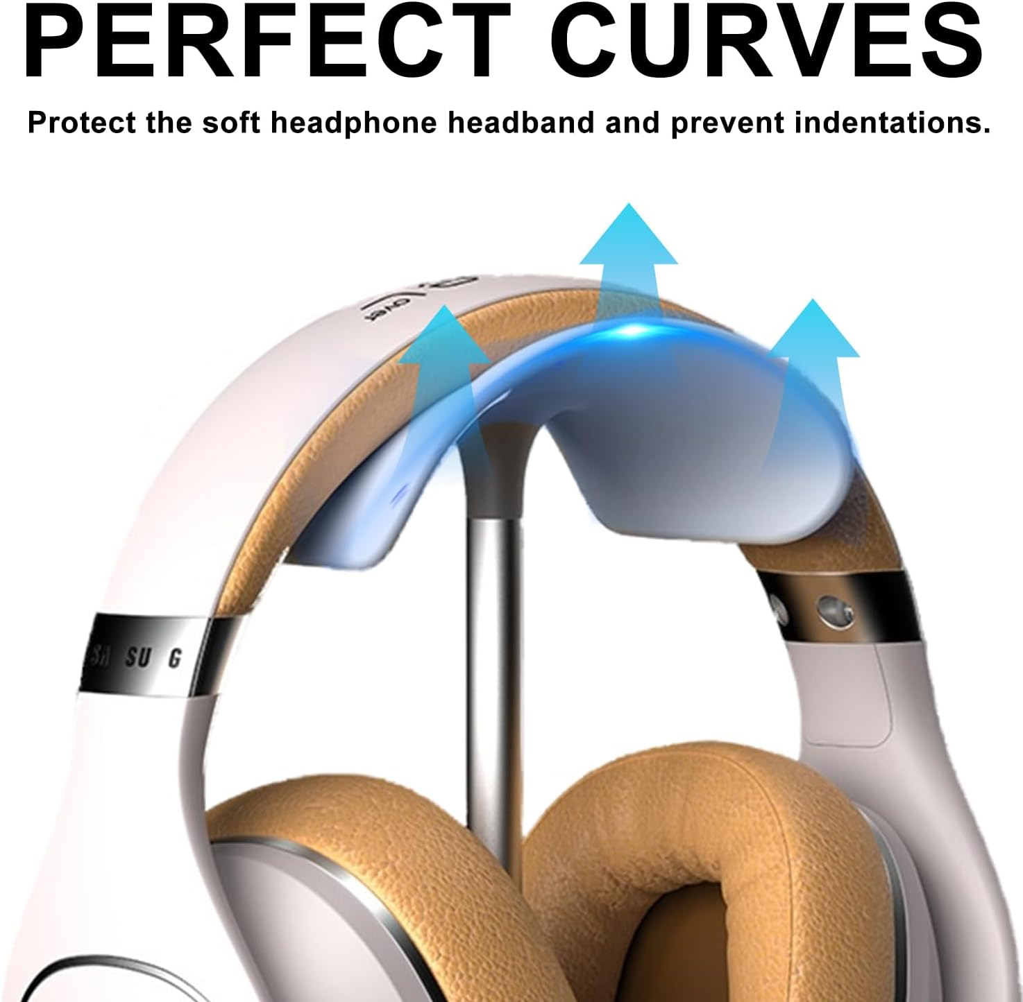 Headphone Stand,Aluminum Headset Stand,Curved Headset Stand with Storage Tray,Heavy Base Gaming Headset Holder,Sturdy Desk Headset Mount Rack for All Headphone Sizes (White) image number 3