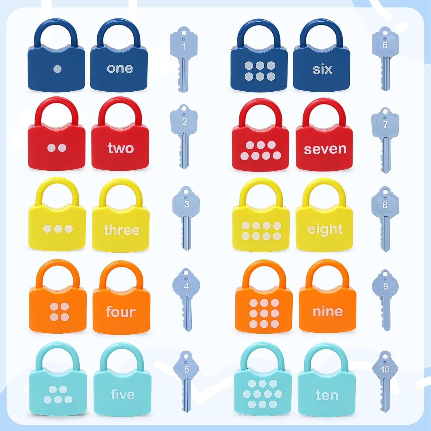 Montessori Toys for Toddlers 1-3 Year Old, Kids Lock and Key Learning & Education Toy, Numbers Counting, Matching, Sorting Game Preschool Educational Toys Age 3 4 5 Boys Girls image number 3