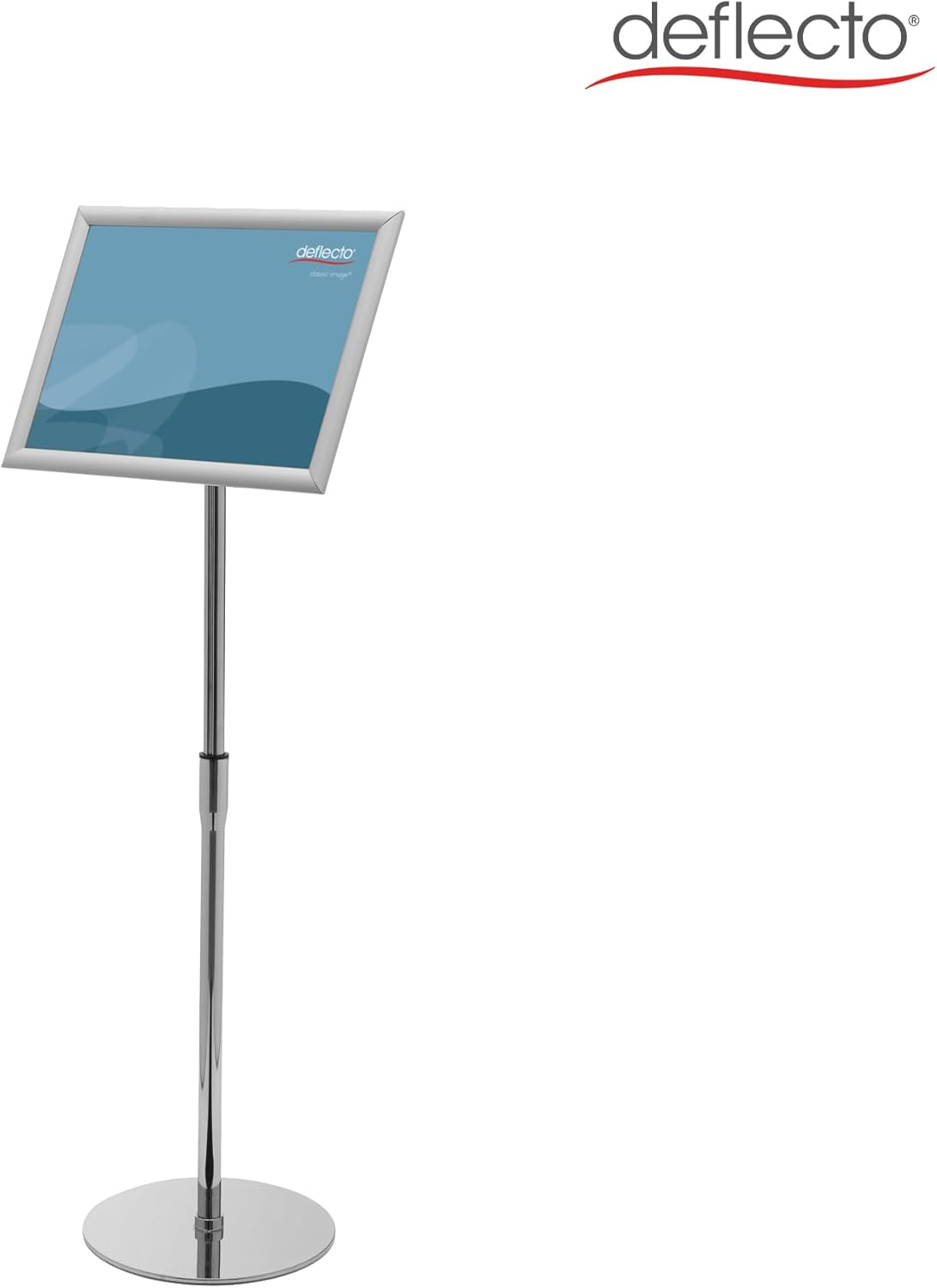 Deflecto Brochure Stand with Folding Frame and Click Closure, Adjustable Portrait or Landscape Format, Info Display, Floor Stand, for Restaurants, Trade Shows, Etc. image number 1