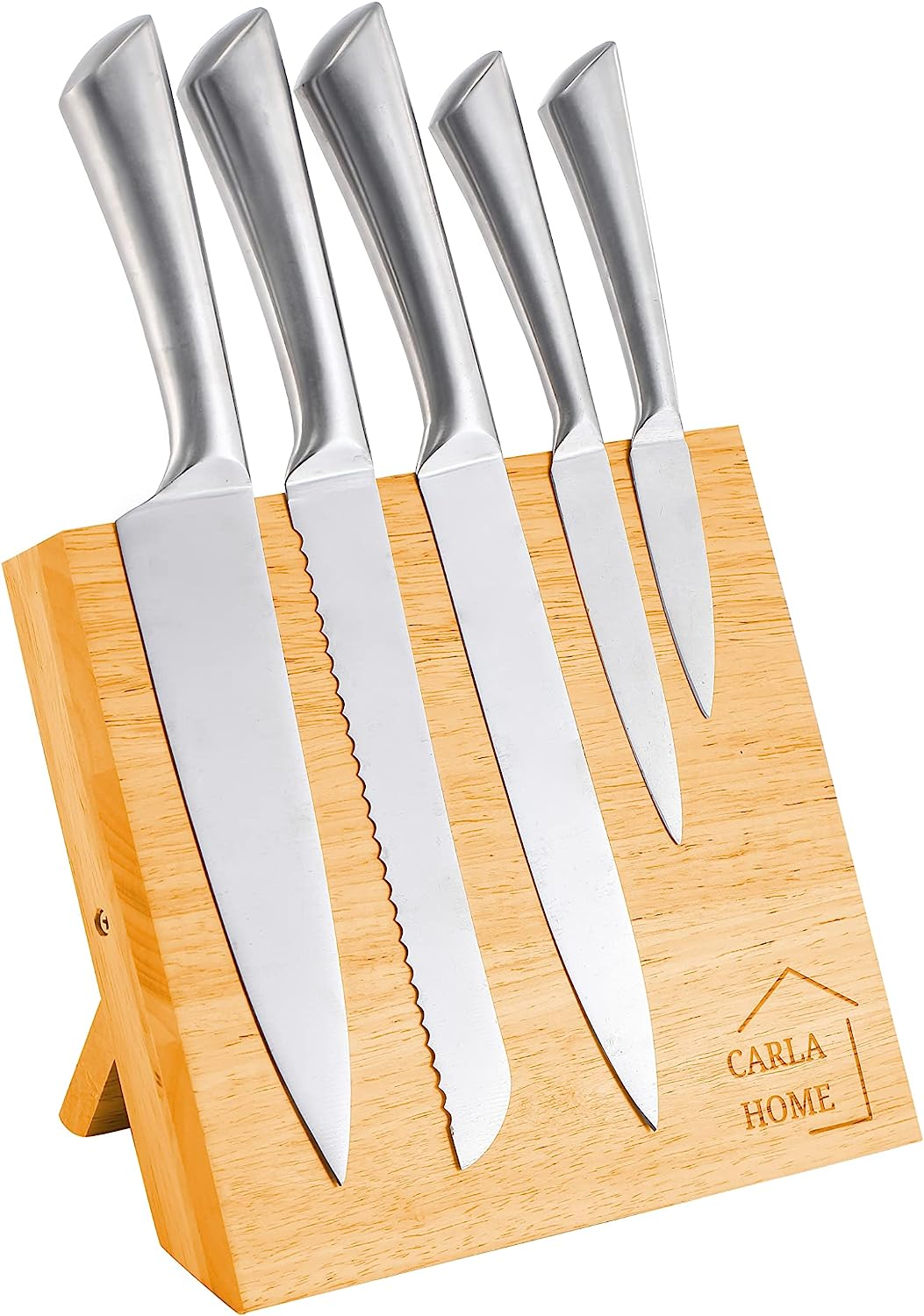 CARLA HOME Magnetic Knife Block Holder, Natural Bamboo Knife Holder with Strong Magnets for Home Kitchen Storage & Organisation, Freestanding Space Saver Knife Dock for Knives and Cooking Utensils image number 3