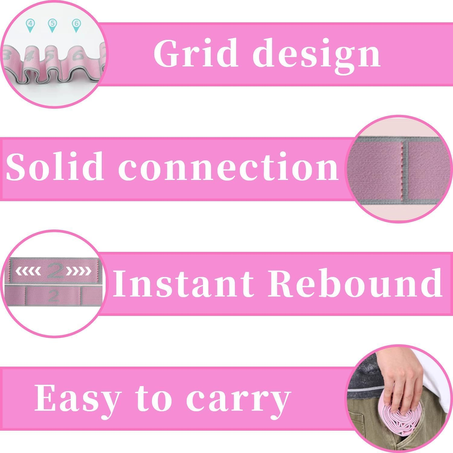 Multi-Loop Elastic Yoga Stretch Strap, 2Pcs Elastic Stretching Strap with Adjustable 10 Loops,Leg Exercise Equipment Stretching Strap with Loops image number 3