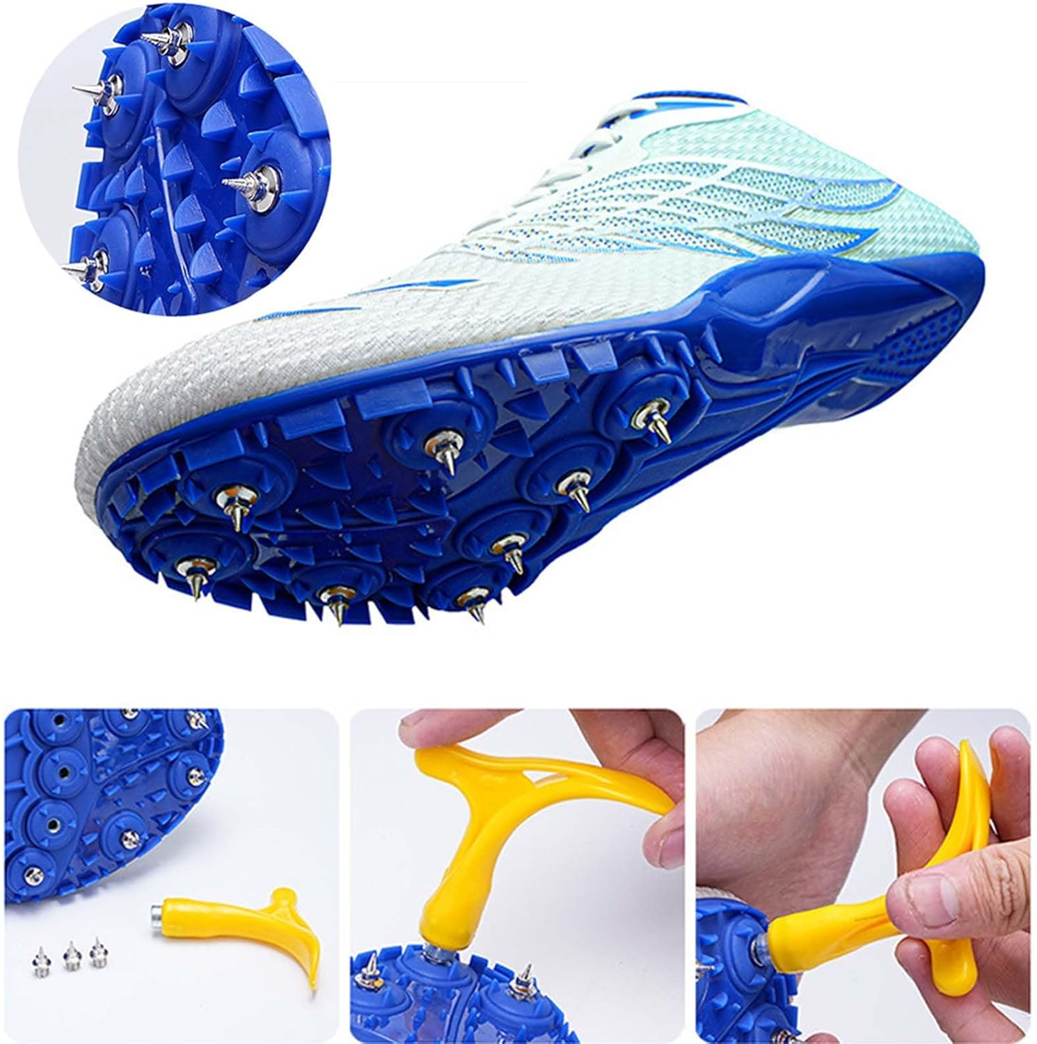 SDEQA New Track and Field Shoes for Mens Women Kids Boys Girls 8 Spikes Running Racing Shoes for Race Jumping Sprint Athletic Training image number 4