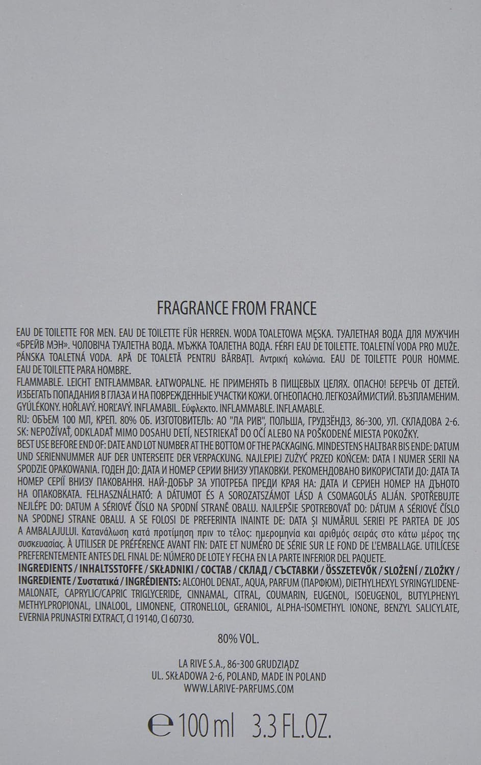 La Rive La Rive Brave Eau DE Toilette Spray 100Ml image number 1