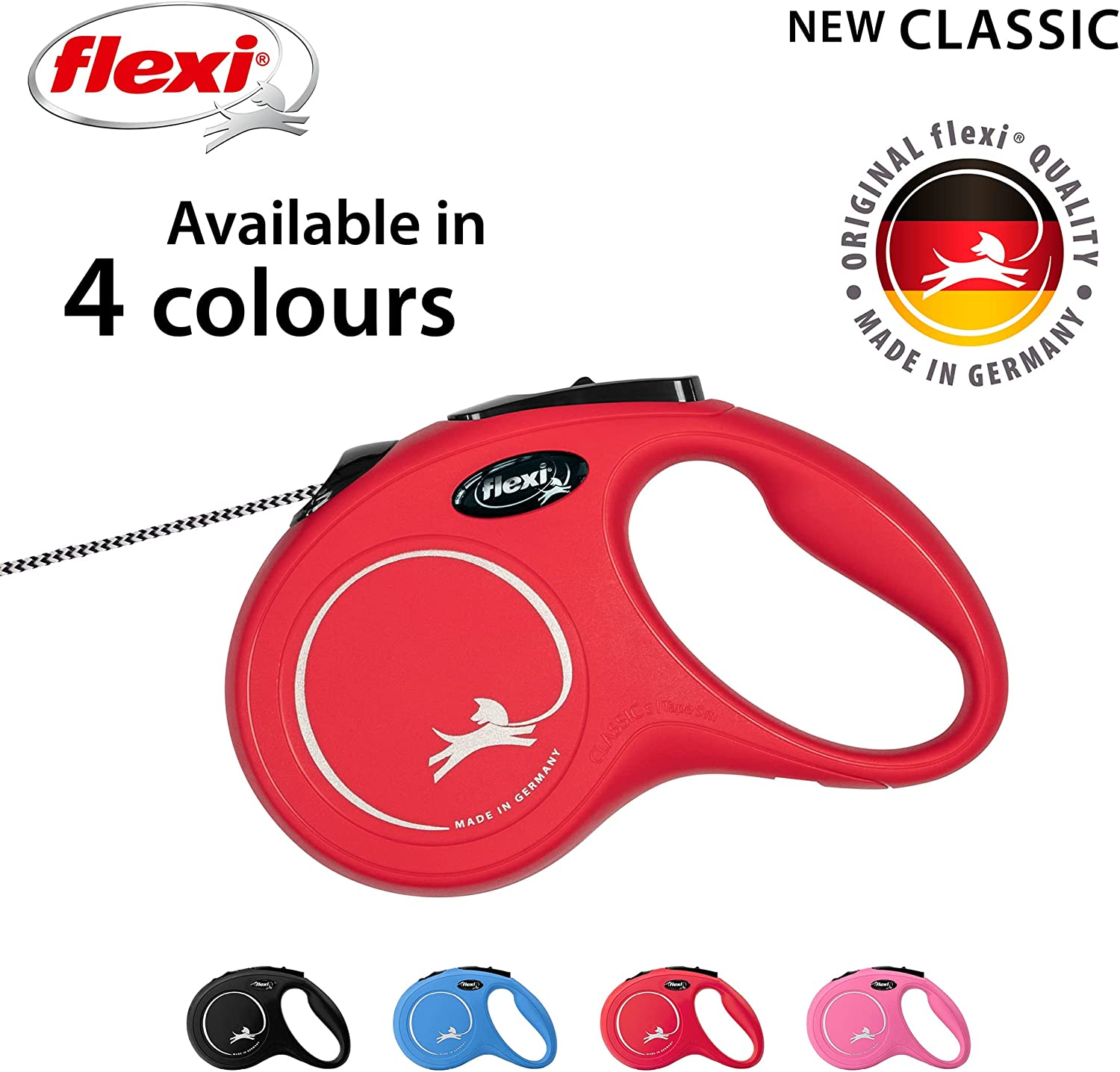 Flexi New Classic Retractable Lead Cord, Red, Small, 8M, 12Kg image number 3