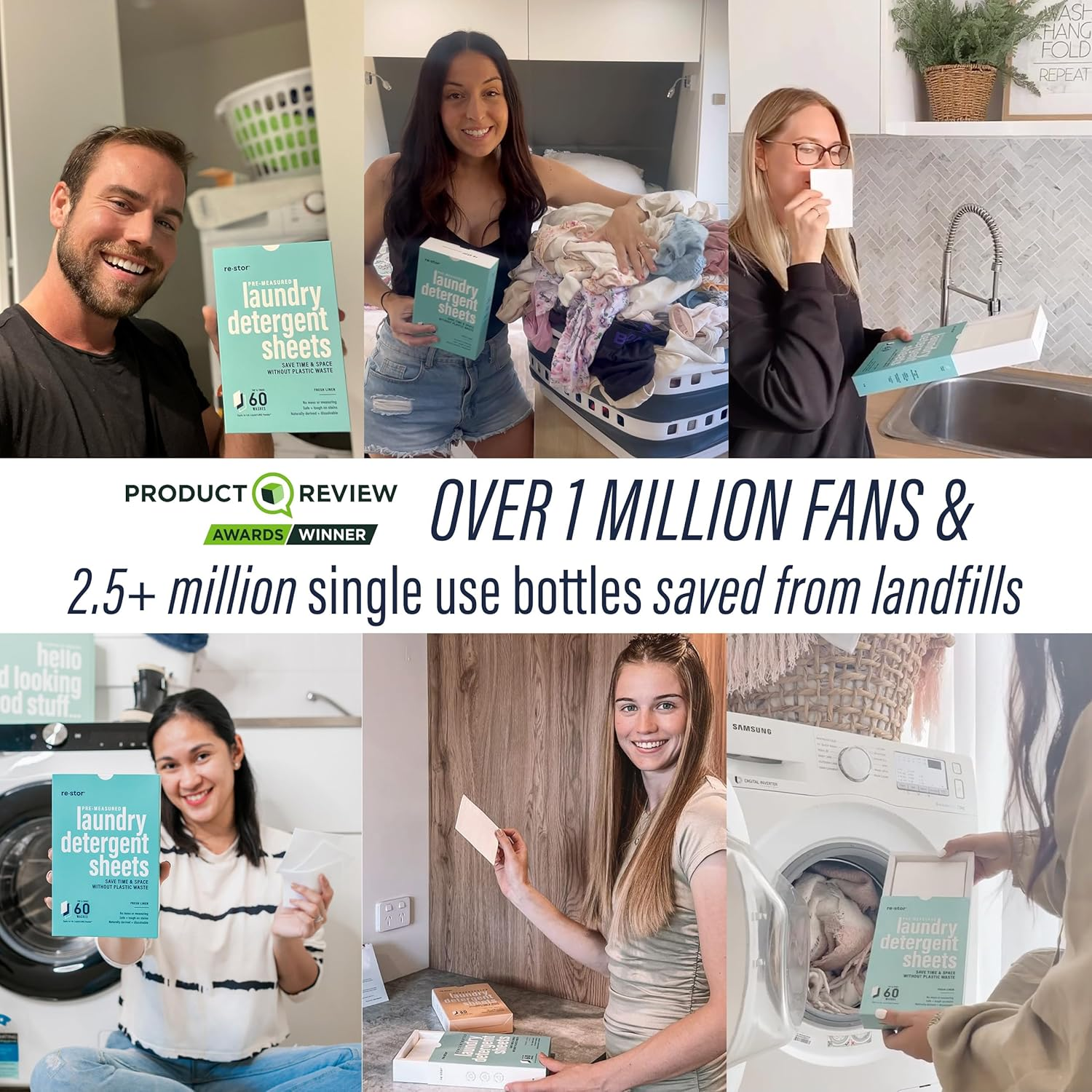 Restor Laundry Detergent Sheets Tropical Breeze 60 Loads | Eco Friendly Plastic Free Travel Laundry Washer Sheets | Superior Stain Fighting Washing Detergent Sheets Number One in Australia