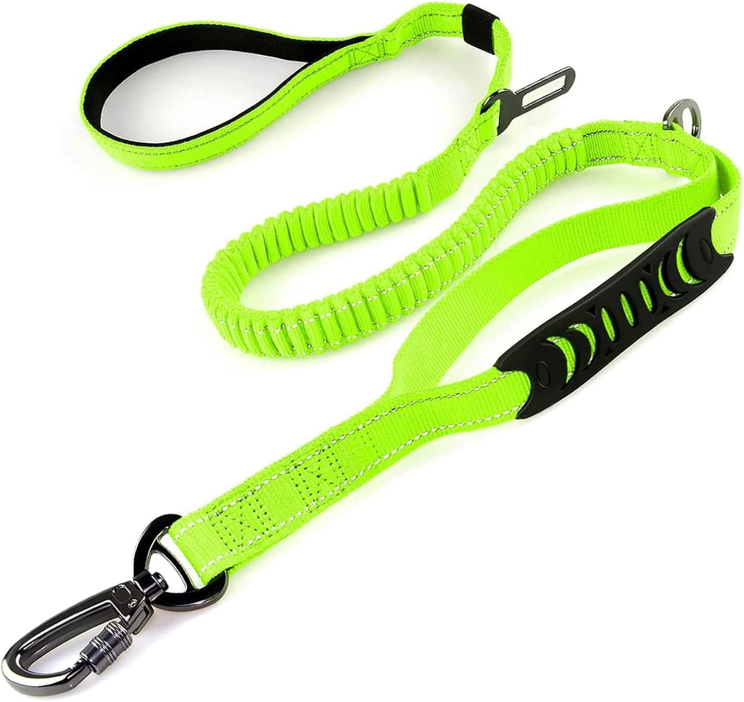 Fashion&Cool Heavy Duty Dog Leash Especially Large Dogs up to 150Lbs, 4-6 Ft Reflective Dog Walking Training Shock Absorbing Bungee Leash Car Seat Belt Buckle, 2 Padded Traffic Handle Extra Control
