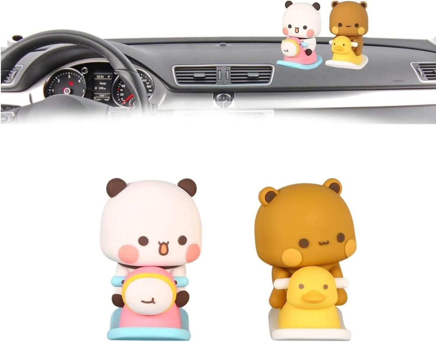 WADY 2Pcs Bubu and Dudu Bears Car Dashboard Decorations, Cute Panda Bear Figure Statue for Desk & Tabletop, Cartoon Animal Ornament Home & Office Decor image number 4