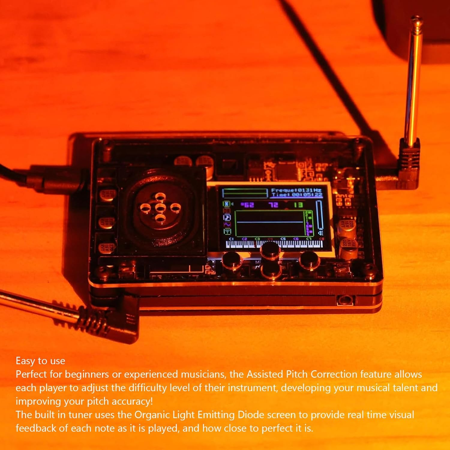 Mini Theremin Musical Electronic Instrument Type C Voices Theremin Vintage Musical Module Ingenious Electronic Instrument Multiple Adjustable Voices Creative Instrument,With Color Screen image number 3