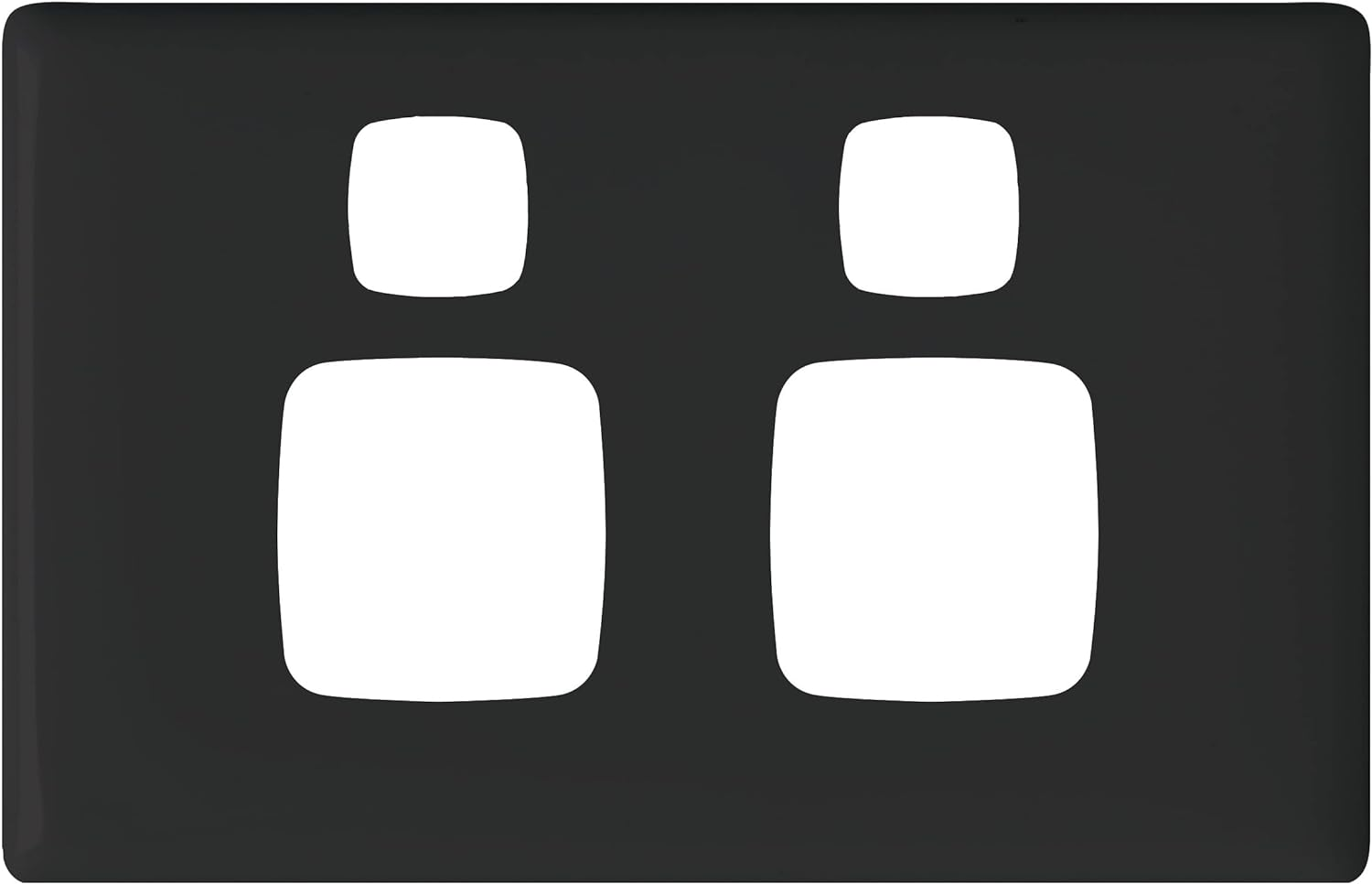 HPM Linea 2 Gang Double Powerpoint Horizontal Coverplate, Black