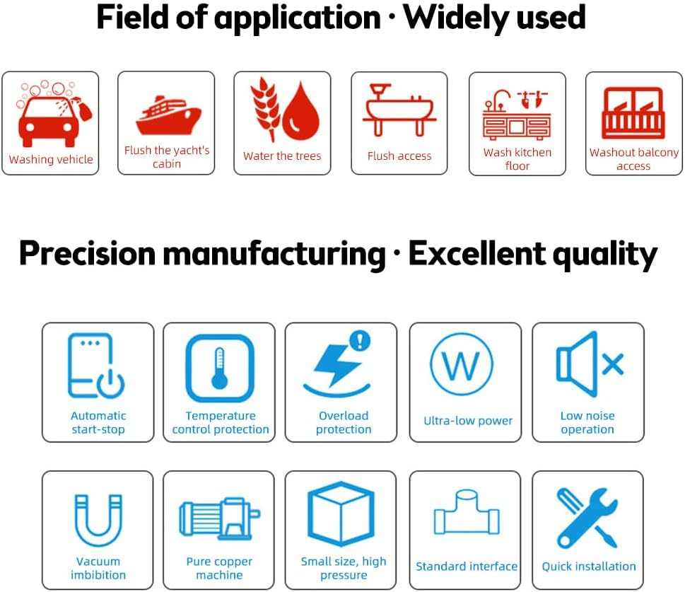 12V Water Pressure Diaphragm Pump 5-Chamber Self-Priming Pump 5.5GPM Water Transfer Pump 70PSI with Water Strainer Hose Fittings for Kitchen Bathroom RV Caravan Yacht Agriculture Garden Hose 12V