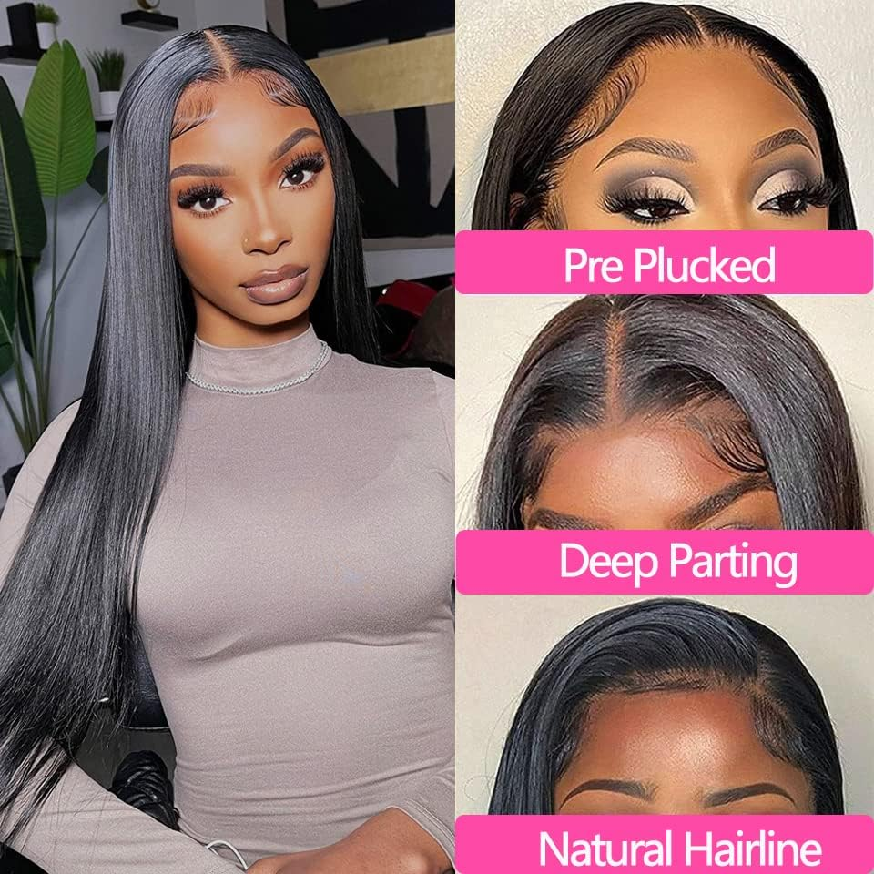 13X4 HD Lace Frontal Closure 10 Inch Straight Lace Frontal Human Hair 100% Unprocessed Brazilian Virgin Hair Ear to Ear Swiss HD Transparent Lace Closure Only Pre Plucked 1B Black image number 4
