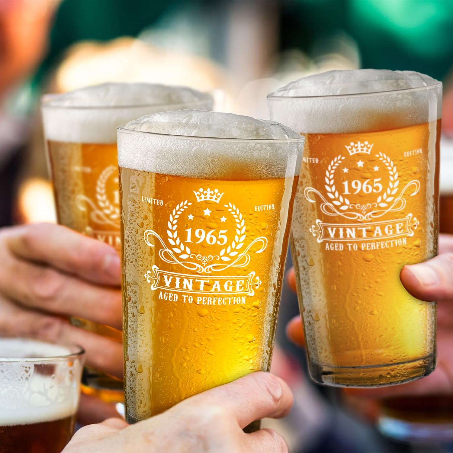 60Th Birthday Gifts for Men, Vintage 1965 Beer Glass, Wooden Bottle Opener, Vintage Beer Gift Box, Wooden Coaster and Greeting Card, 60Th Birthday Gift Ideas for Men image number 2