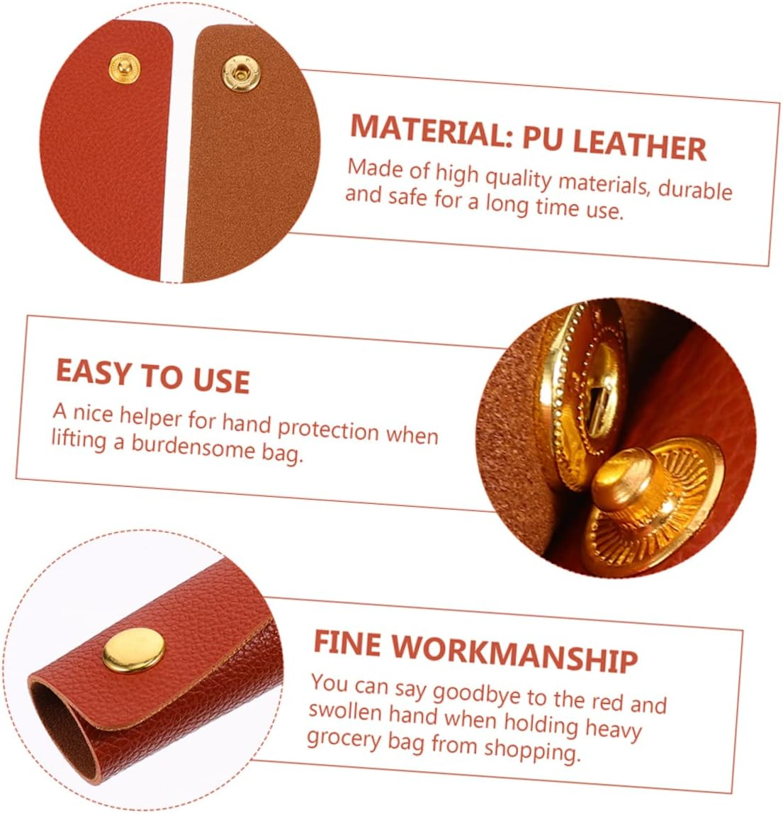 FOYTOKI 4Pcs Strangle Luggage Bag Handle Protectors Pu Leather Bag Grip Covers for Suitcase Handle Protector for Travel image number 2