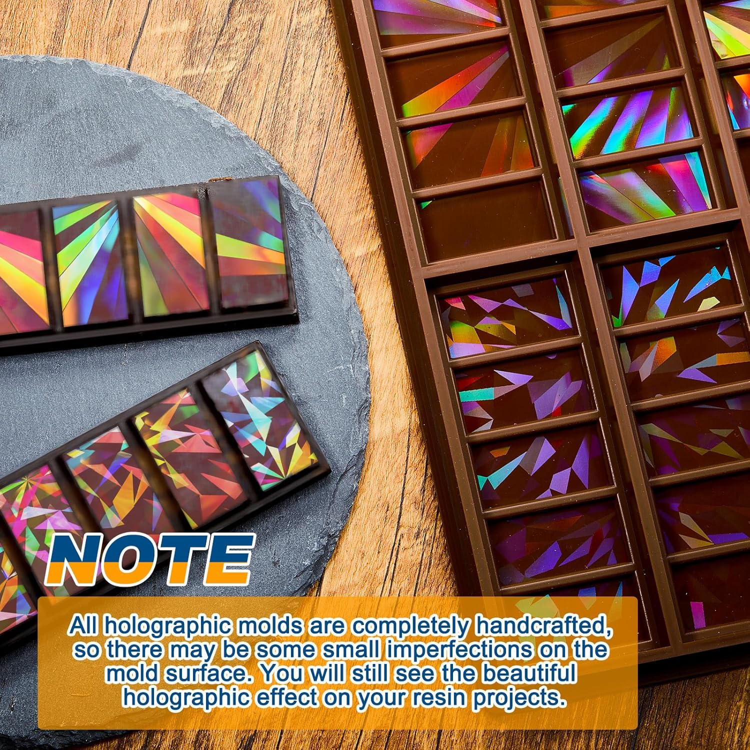 Ziliny Holographic Chocolate Molds Resin Silicone Chocolate Bar Deep Thick Molds for Reusable DIY Baking Wax Melts(Windmill and Snowflake) image number 1