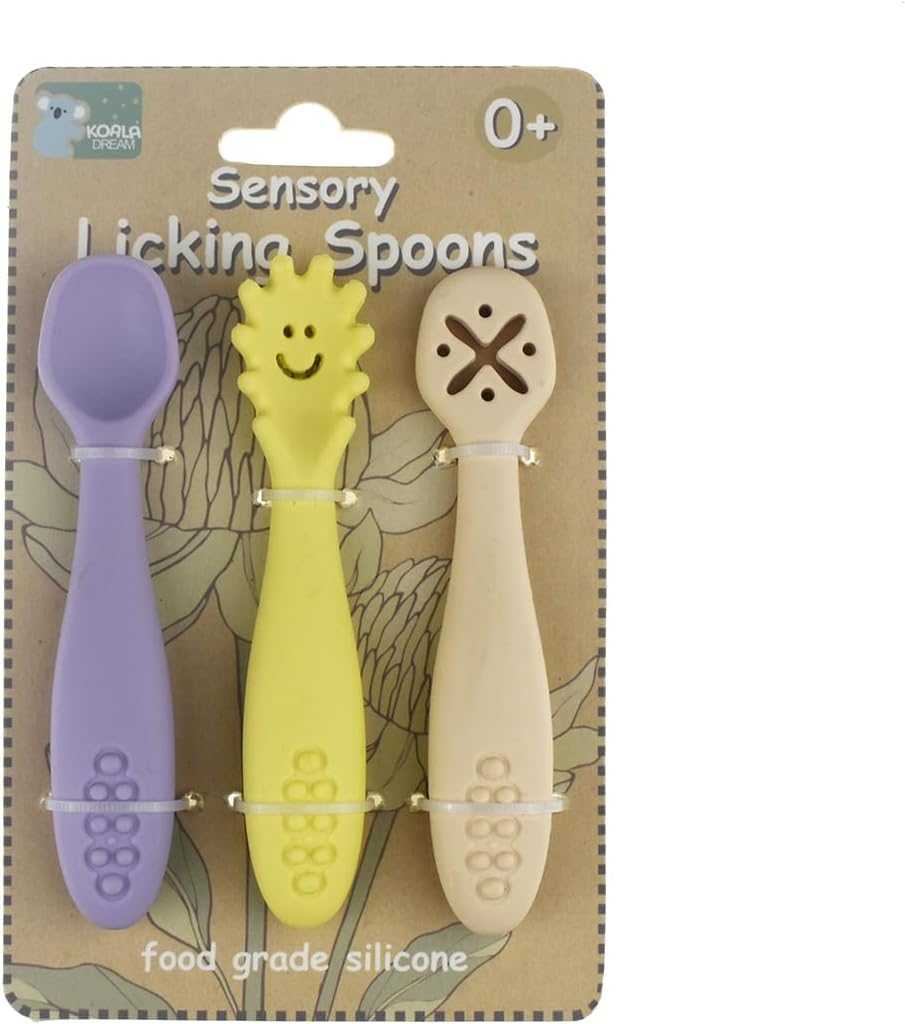 Koala Dream - CA3008A - Sensory Silicone Licking Spoons-Multicolour - Explore Texture and Taste Sensations