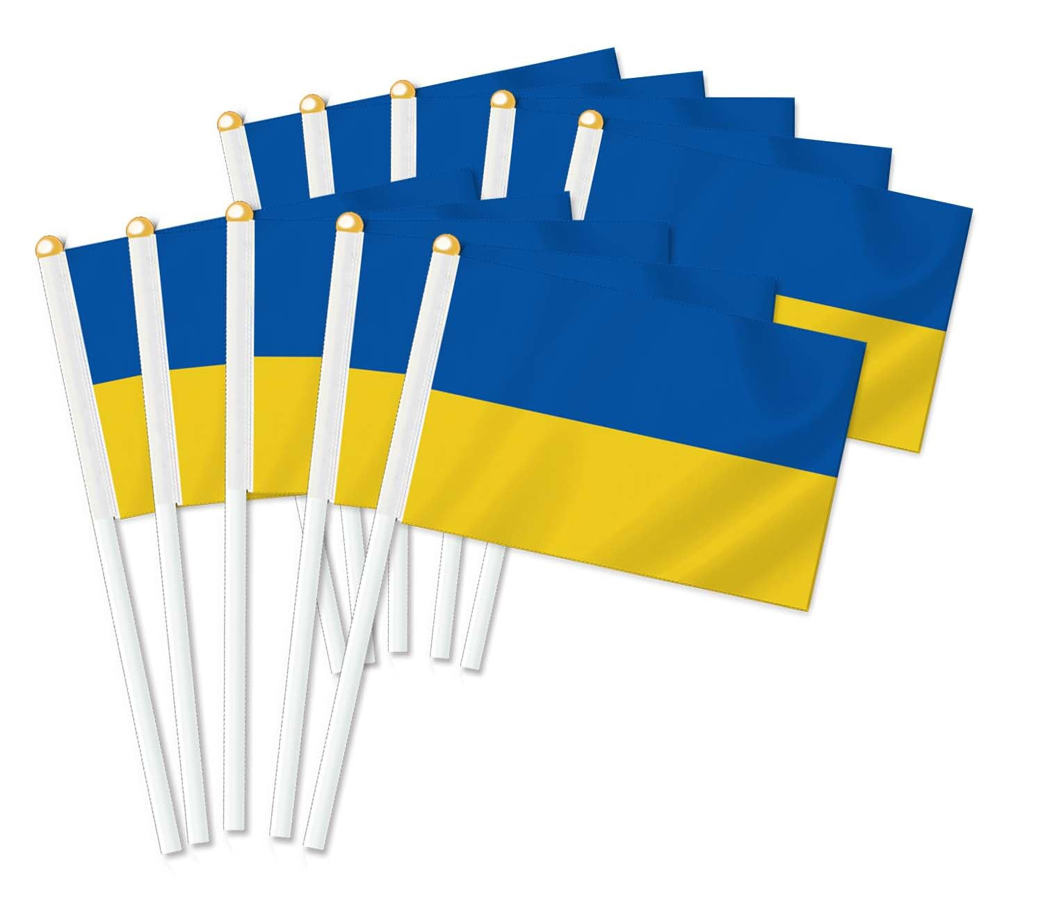 10 PCS Ukraine Handheld Small Flag, Ukrainians Hand Held Mini Decor Decoration Banner image number 1