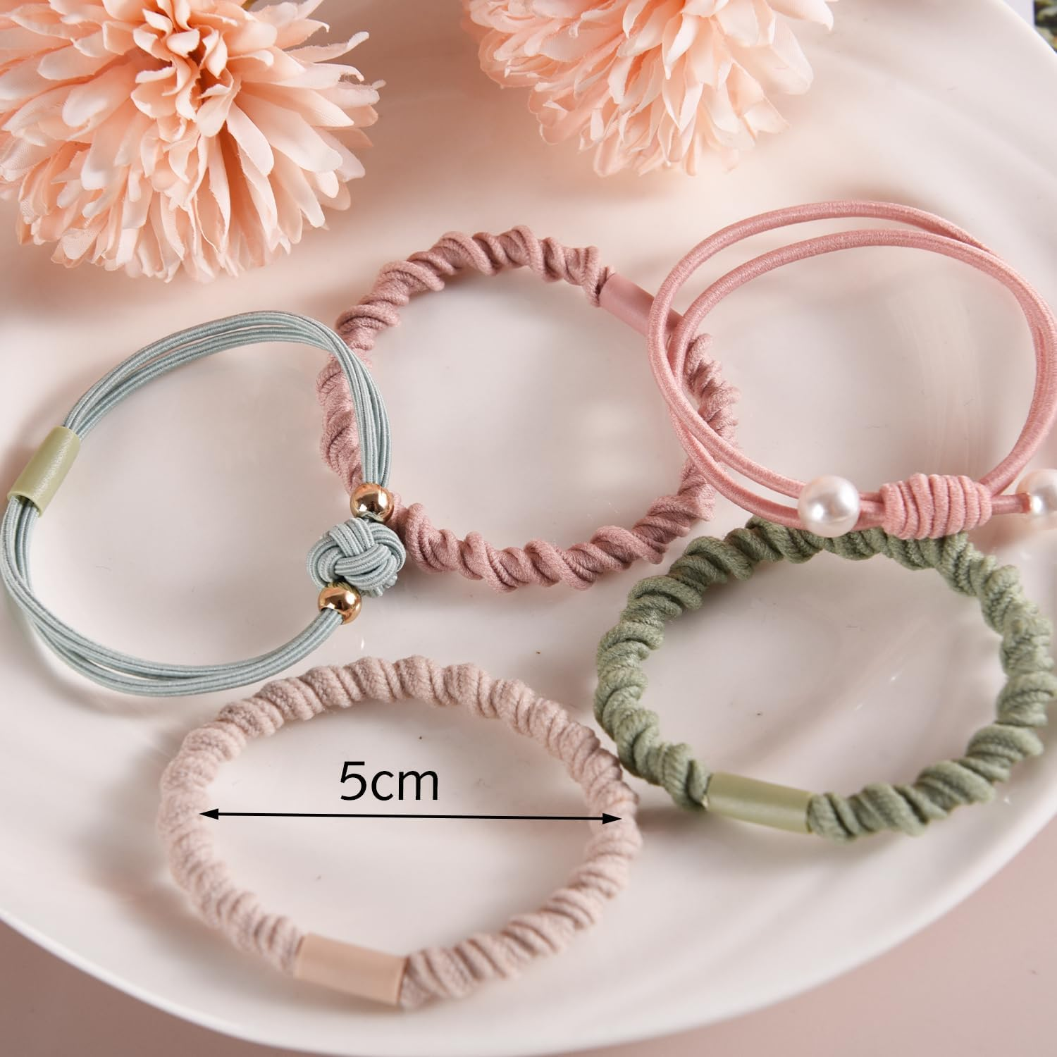 Pack of 20 Boho Hair Bobbles for Women, Braided Hair Scrunchies with Beads, Cute Ponytail Holders for Women, Girls, Thick Thin Hair, Boho Hair Scrunchie Bracelets image number 4