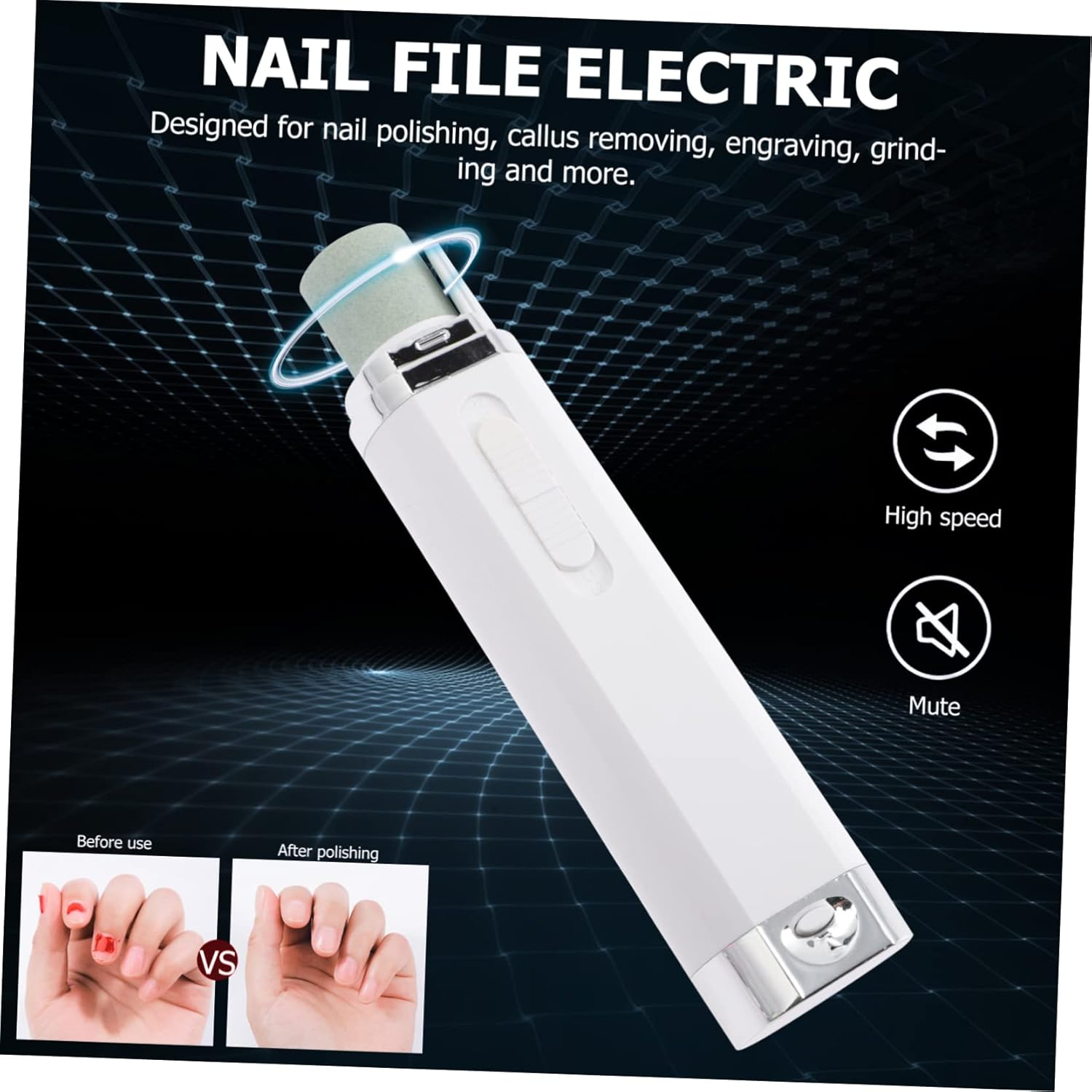 LOLIPPYY Electric Nail Drill Machine for Manicure Pedicure Portable Polishing Tool with Long Usage Life for Home Travel for Nails