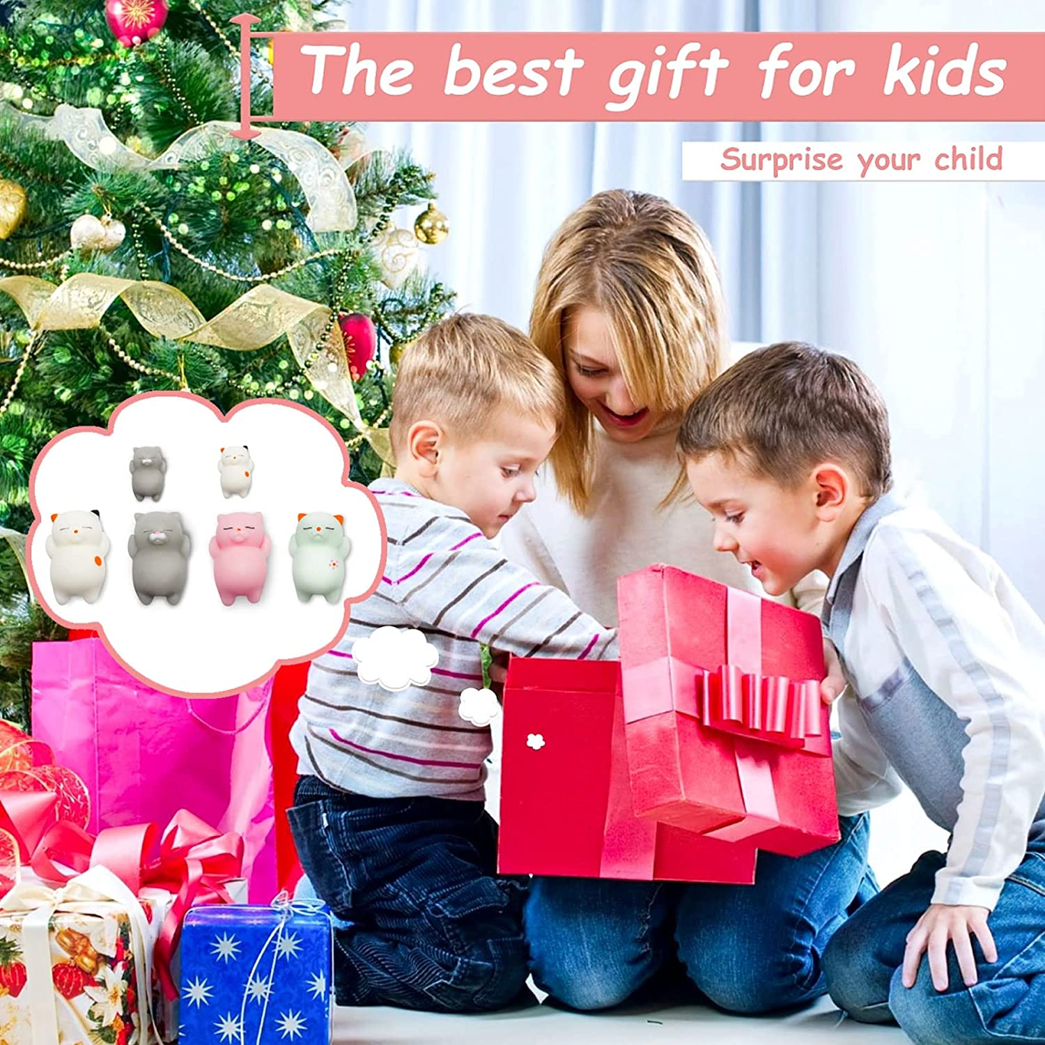 6Pcs Mochi Squishy Toys,Kawaii Squishies,Valentines Gift Birthday Party Favors for Kids Boys Girls Adults Mini Kawaii Loot Bag Fillers,Super Large Size for Maximum Fun